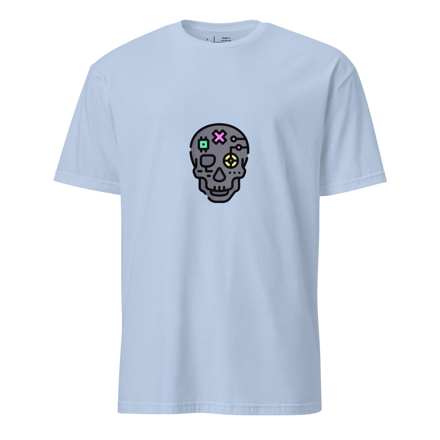 Cartoon Cyber Skull - Future Shock Style - Short-Sleeve Unisex T-Shirt - Graphic Tee - Light Blue - Front