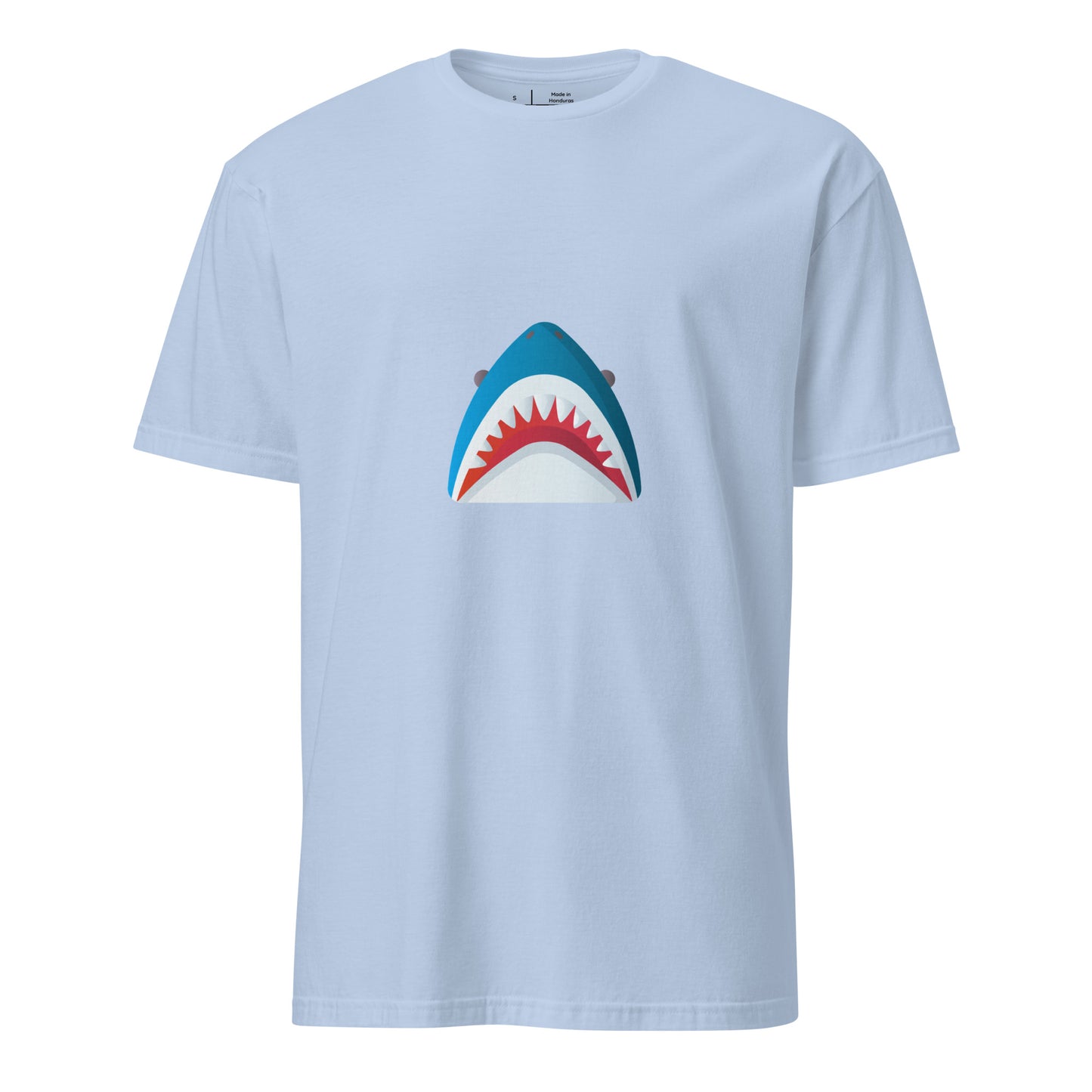 Mr Shark - Cartoon Jaws Pop-Up - Short-Sleeve Unisex T-Shirt - Graphic Tee - Light Blue - Front