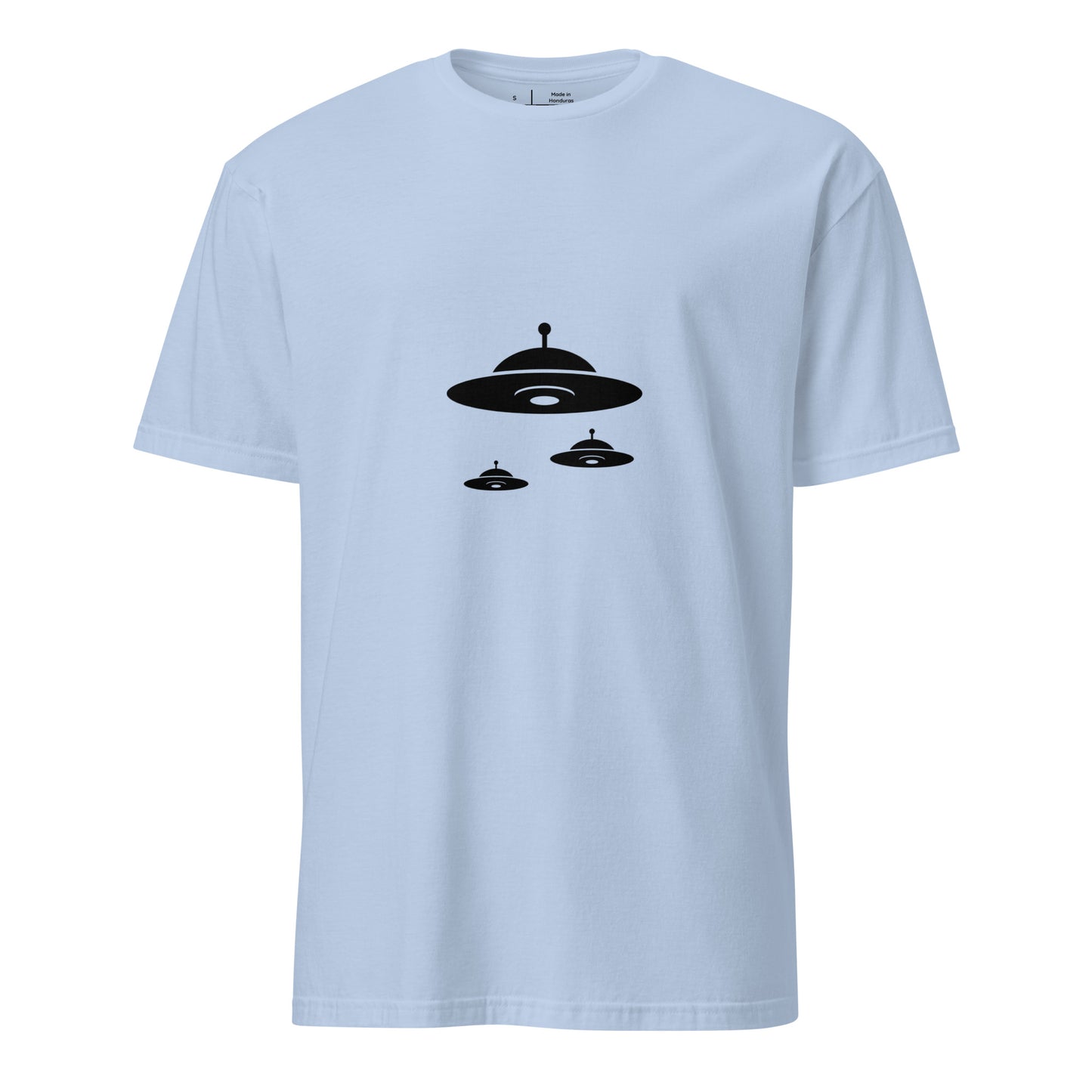 Flying Saucer - Retro UFO Formation - Short-Sleeve Unisex T-Shirt - Graphic Tee - Light Blue - Front