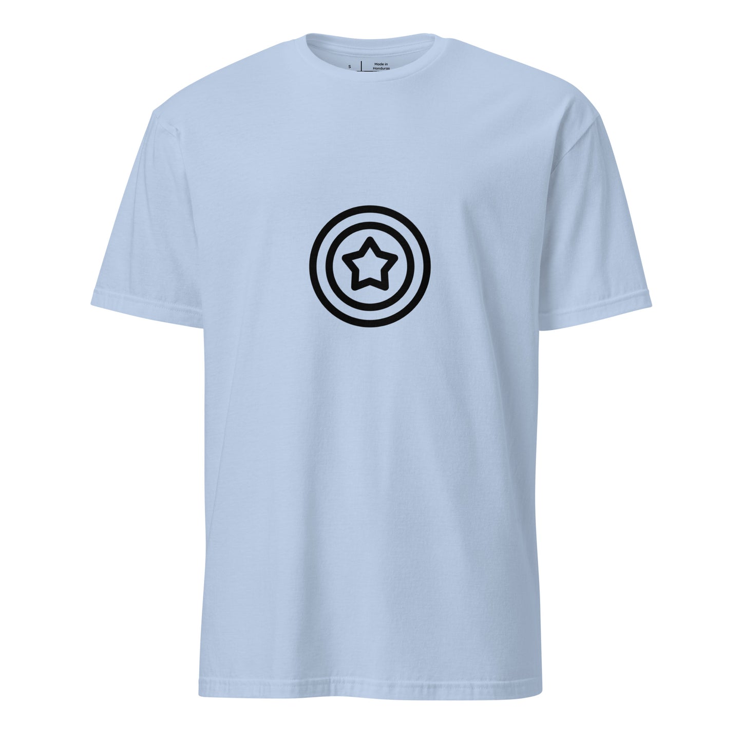 Shield - Minimalist Hero Emblem - Short-Sleeve - Unisex T-Shirt - Graphic Tee - Light Blue - Front