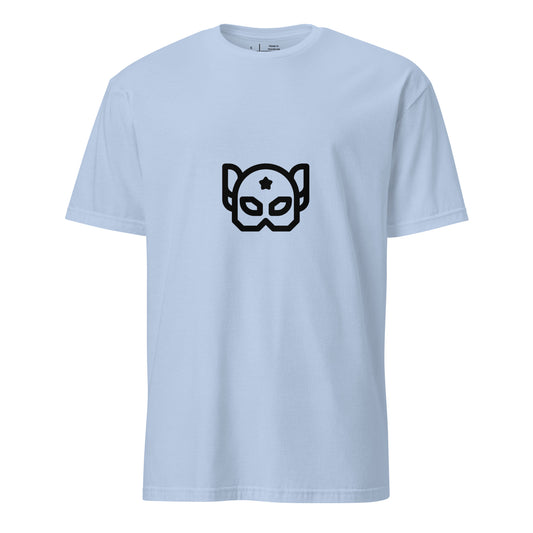 “Galactic Guardian” – Hero Mask - Short-Sleeve Unisex T-Shirt - Graphic Tee - Light Blue - Front