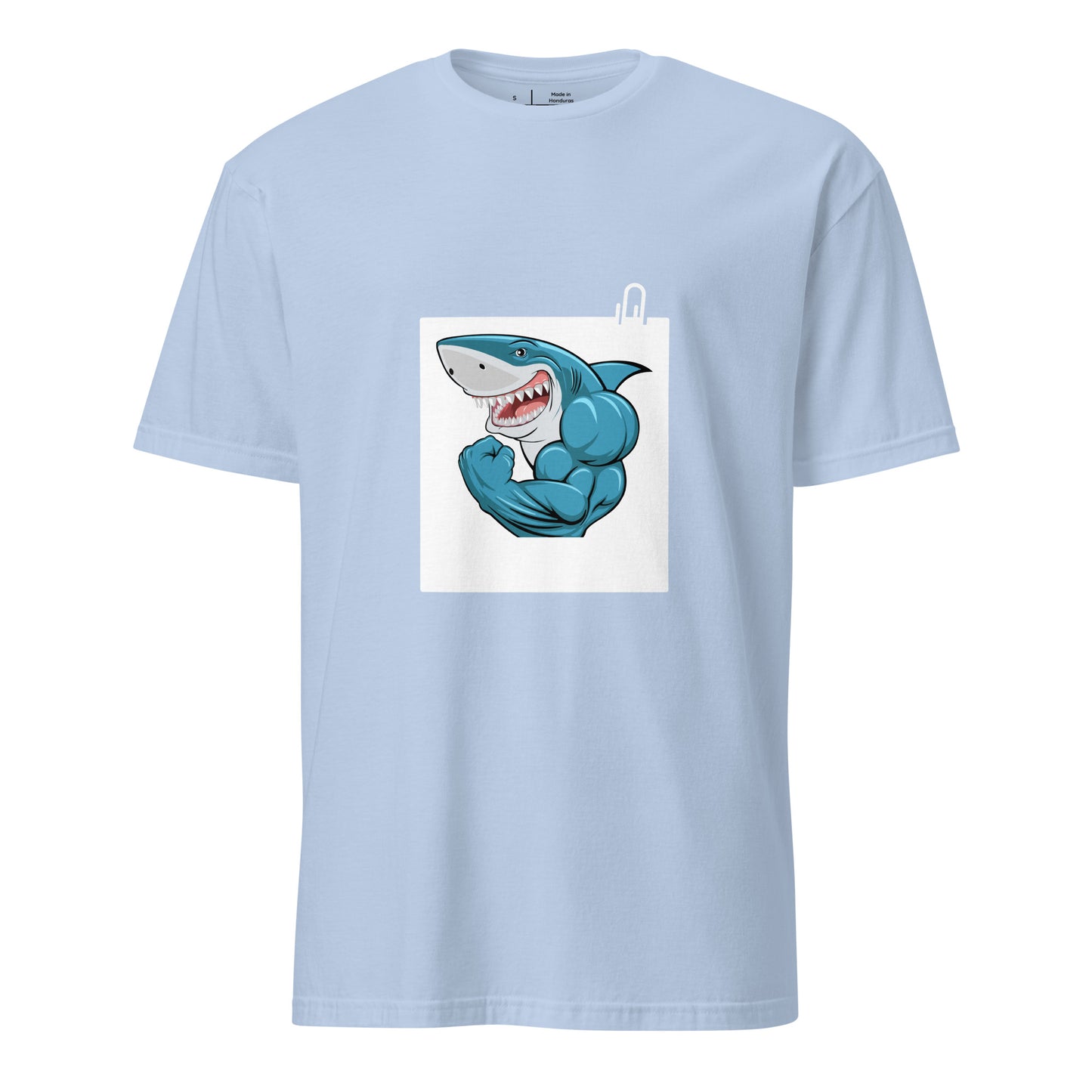 Muscle Shark - Flexin Underwater - Short-Sleeve Unisex T-Shirt - Graphic Tee - Light Blue - Front