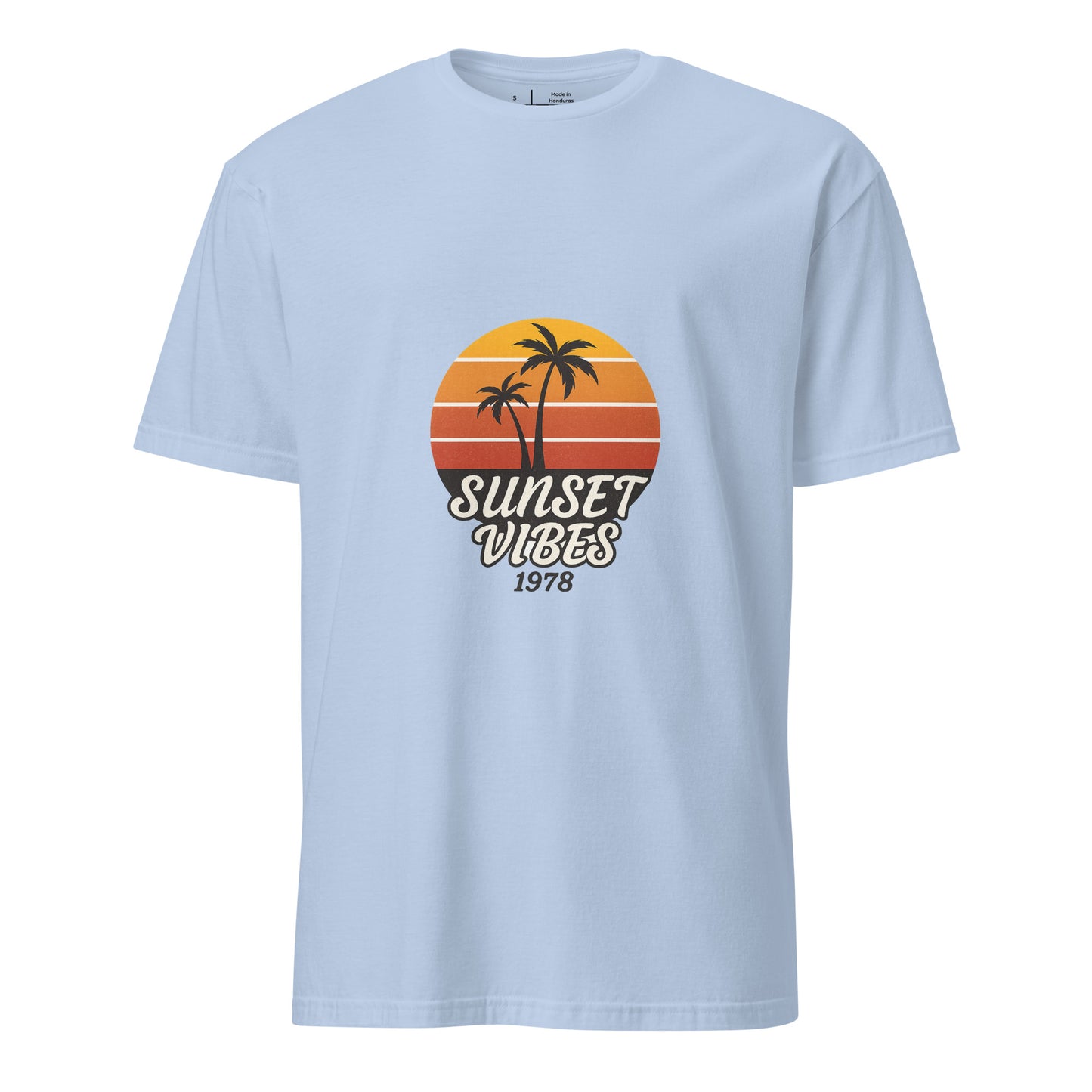 Sunset Vibes – 1978 Retro - Short-Sleeve Unisex T-Shirt - Graphic Tee - Light Blue - Front