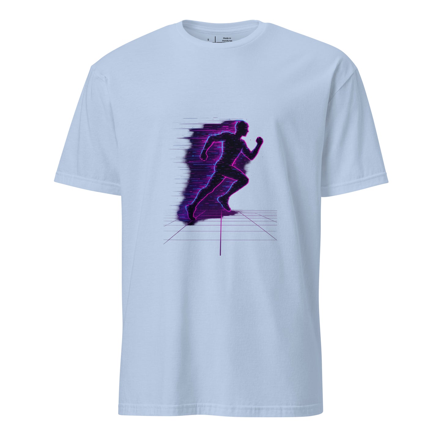 Glitch Runner - Neon Urban - Short-Sleeve Unisex T-Shirt - Graphic Tee - Light Blue - Front