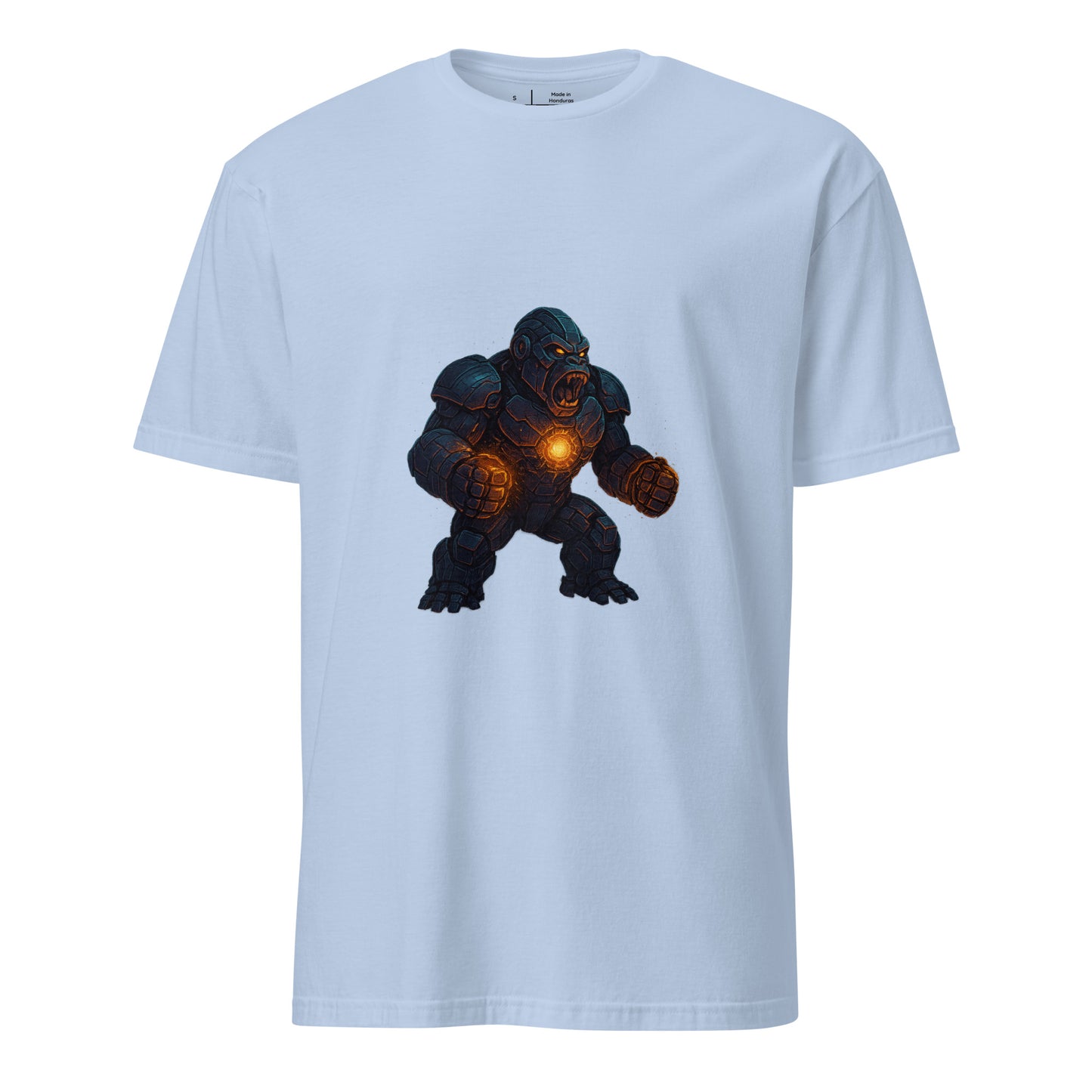 Mecha Gorilla – Cybernetic Beast Unleashed - Short-Sleeve Unisex T-Shirt - Graphic Tee - Light Blue - Front