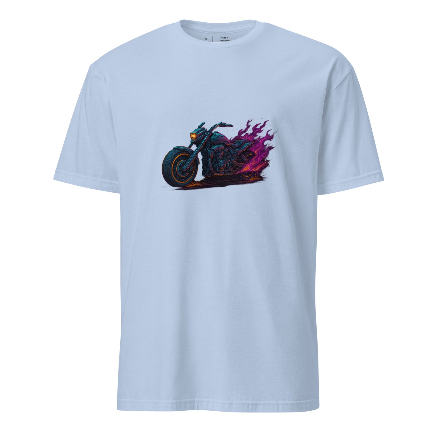 Mecha Chopper – Ride The Machine, Rule The Streets - Short-Sleeve Unisex T-Shirt - Graphic Tee - Light Blue - Front
