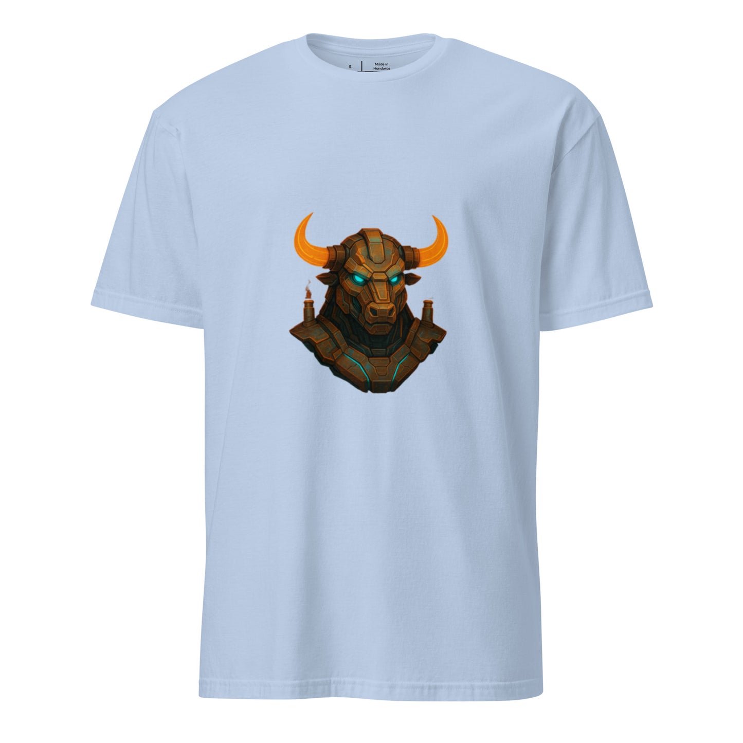Techno Minotaur – Cyber Beast - Short-Sleeve Unisex T-Shirt - Graphic Tee - Light Blue - Front