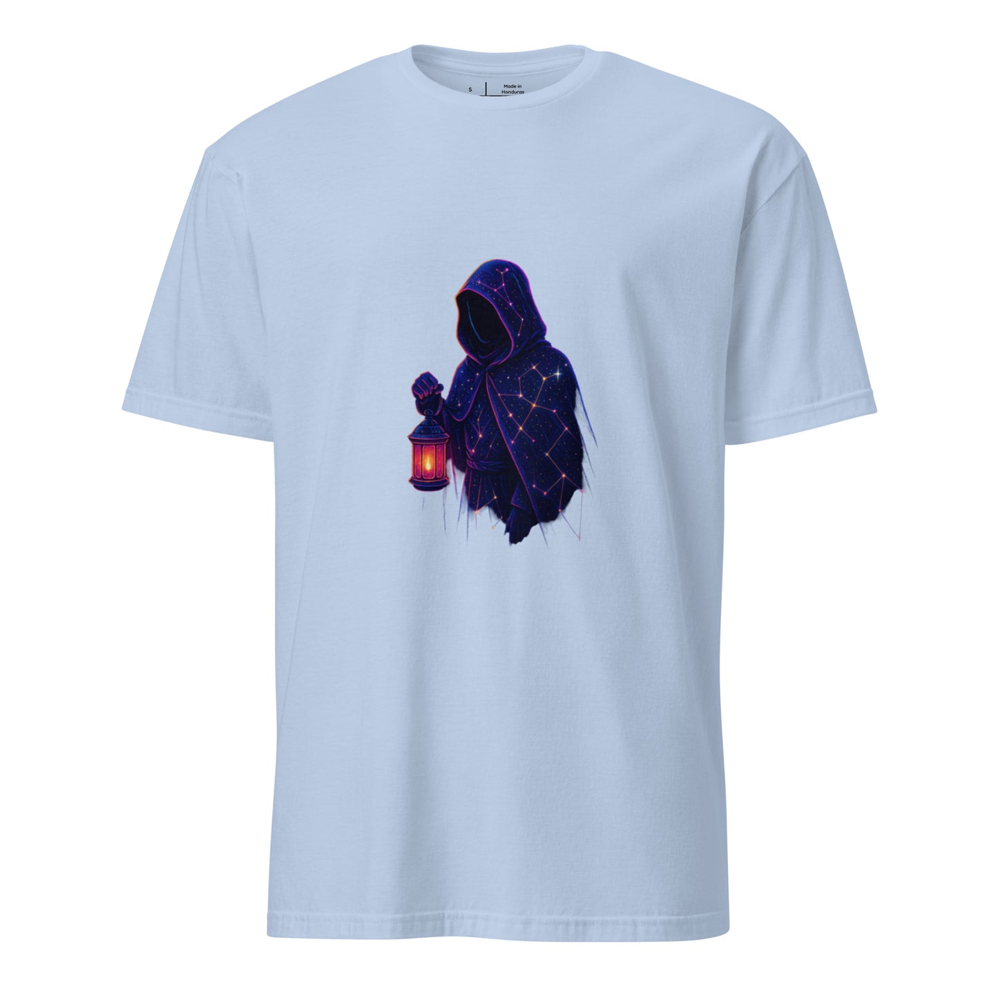 Starlight Wanderer – Cosmic Voyager - Short-Sleeve Unisex T-Shirt - Graphic Tee - Light Blue - Front
