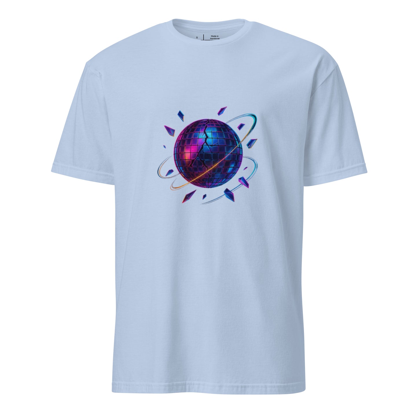 Cyber Disco Ball – Neon Party Revolution - Short-Sleeve Unisex T-Shirt - Graphic Tee - Light Blue - Front 