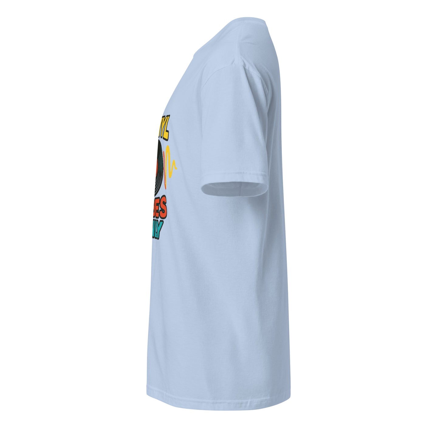 Vinyl Vibes Only - Retro Music Lover - Short-Sleeve Unisex T-Shirt - Graphic Tee - Light Blue - Left side