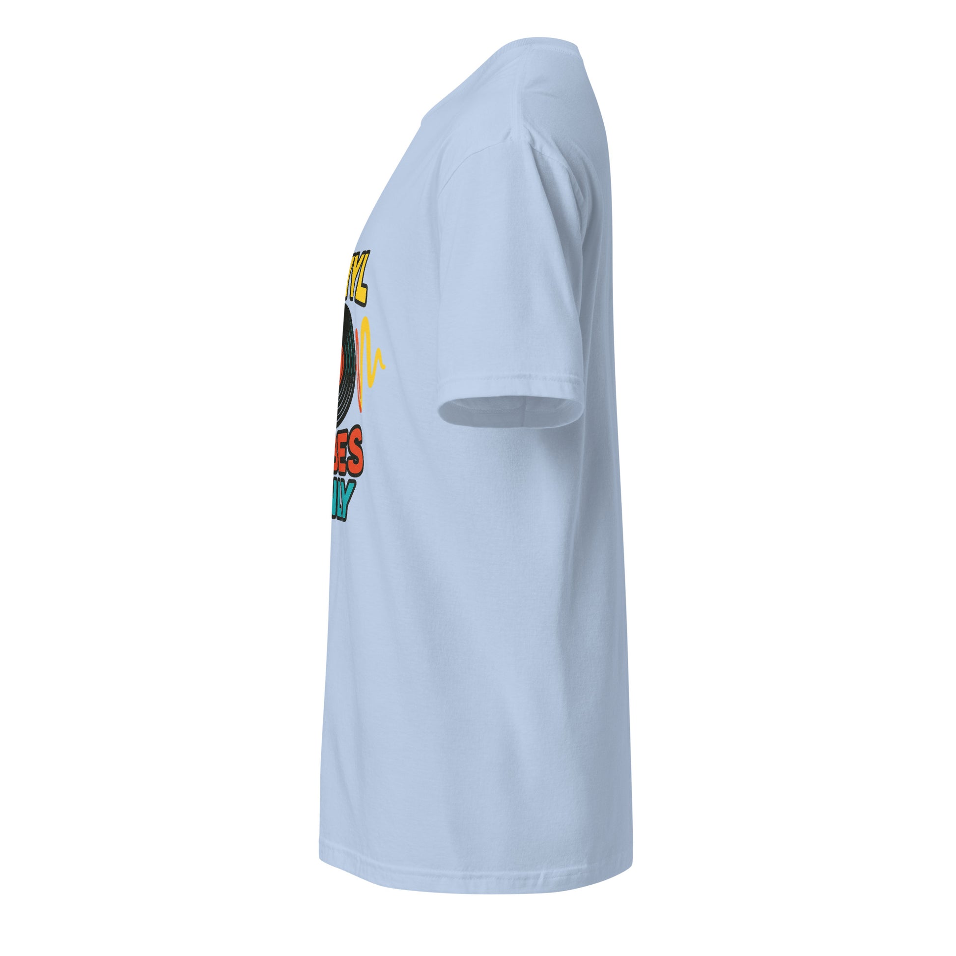 Vinyl Vibes Only - Retro Music Lover - Short-Sleeve Unisex T-Shirt - Graphic Tee - Light Blue - Left side