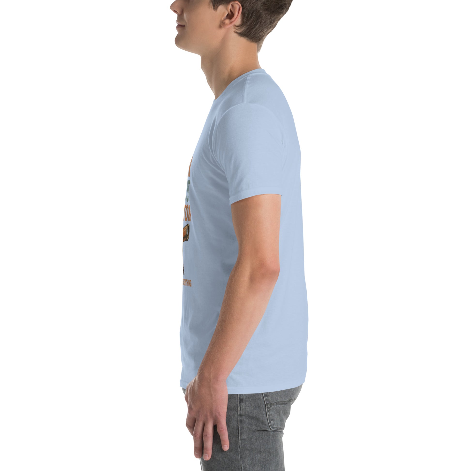 Never Trust An Atom - Science Joke - Short-Sleeve Unisex T-Shirt - Graphic Tee - Light Blue - Left side