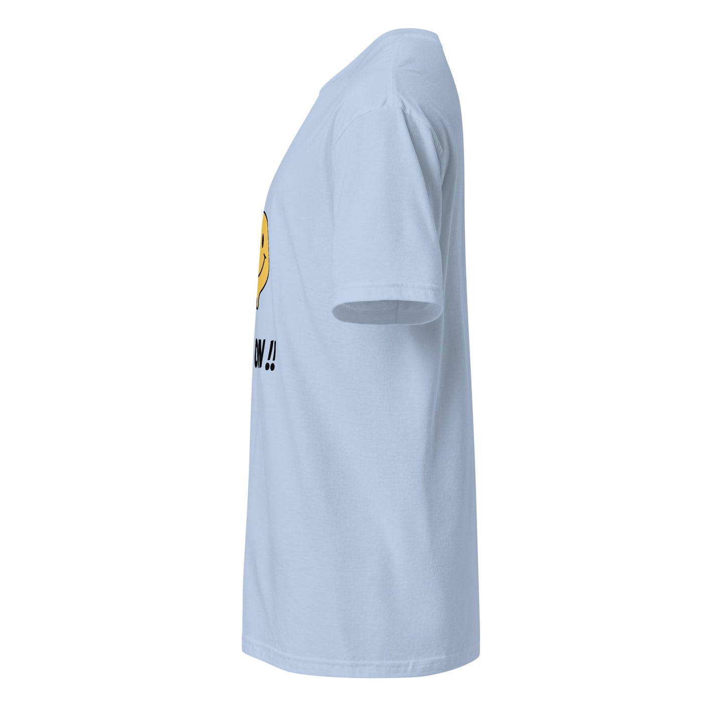 Rave On - Smiley Icon - Short-Sleeve Unisex T-Shirt - Graphic Tee - Light Blue - Left side