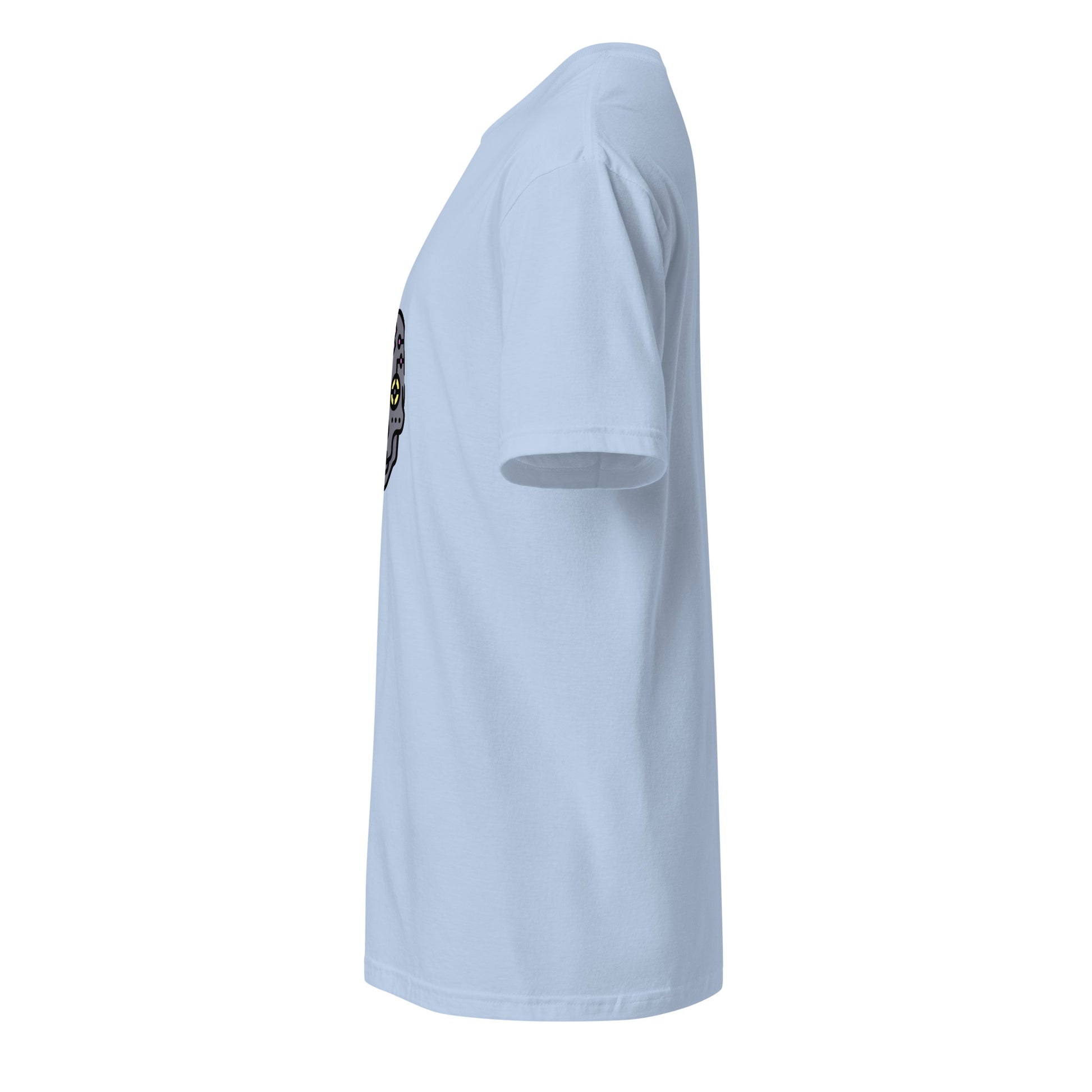 Cartoon Cyber Skull - Future Shock Style - Short-Sleeve Unisex T-Shirt - Graphic Tee - Light Blue - Left side