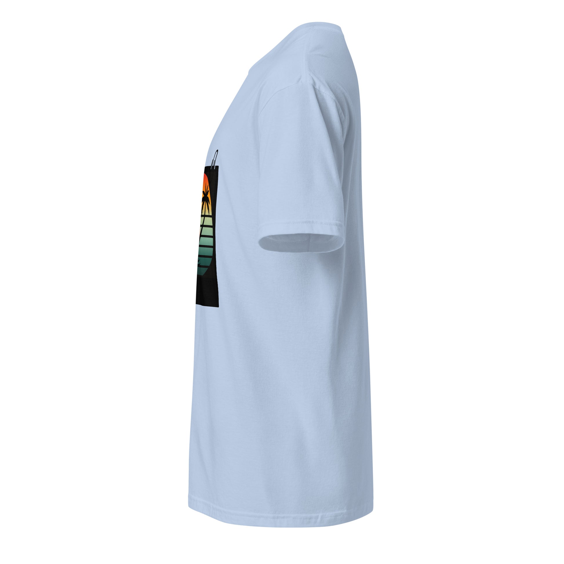 Tropical - Retro Sunset Vibes - Short-Sleeve Unisex T-Shirt - Graphic Tee - Light Blue - Left side