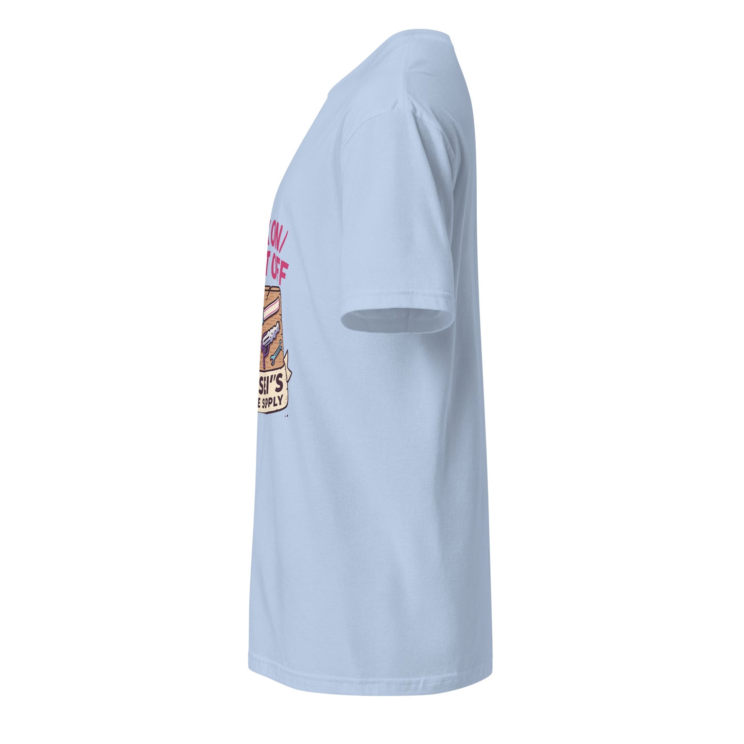 Wax On/Blast Off – Retro Karate Space - Short-Sleeve Unisex T-Shirt - Graphic Tee - Light Blue - Left side