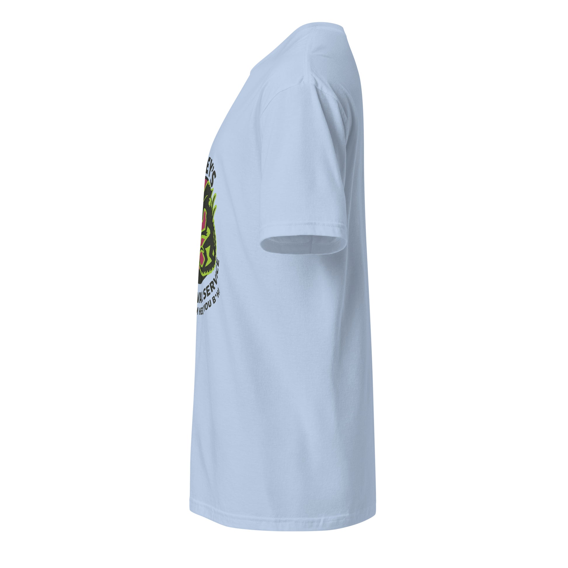 Ripley’s Bug Removal Service – Sci-Fi Parody - Short-Sleeve Unisex T-Shirt - Graphic Tee - Light Blue - Left side