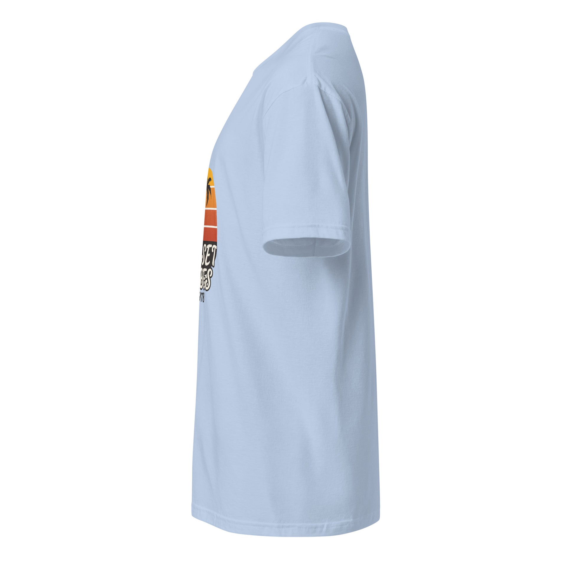 Sunset Vibes – 1978 Retro - Short-Sleeve Unisex T-Shirt - Graphic Tee - Light Blue - Left side