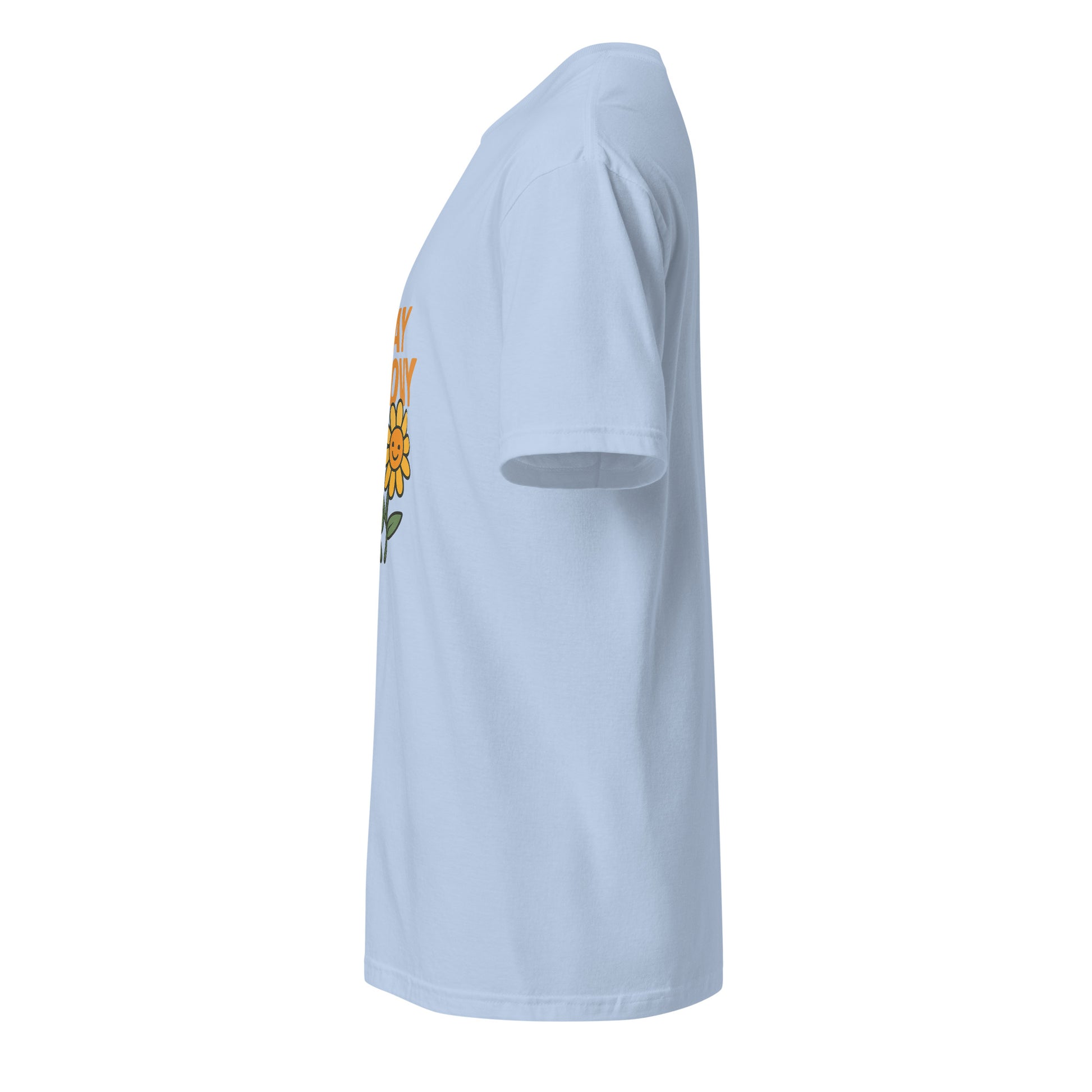 Stay Groovy – Retro Flower Power - Short-Sleeve Unisex T-Shirt - Graphic Tee - Light Blue - Left side