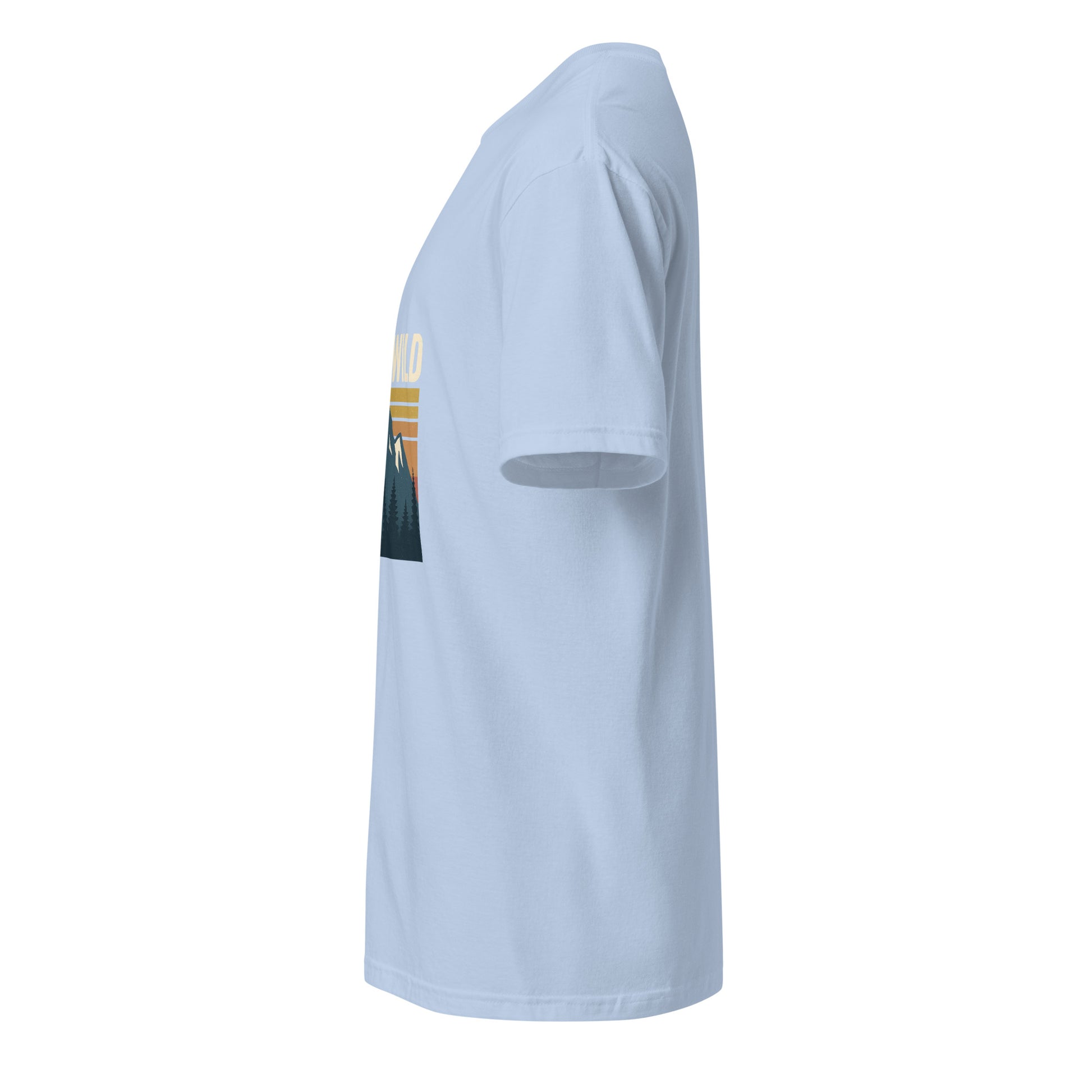 Stay Wild – Embrace The Adventure - Short-Sleeve Unisex T-Shirt - Graphic Tee - Light Blue - Left side