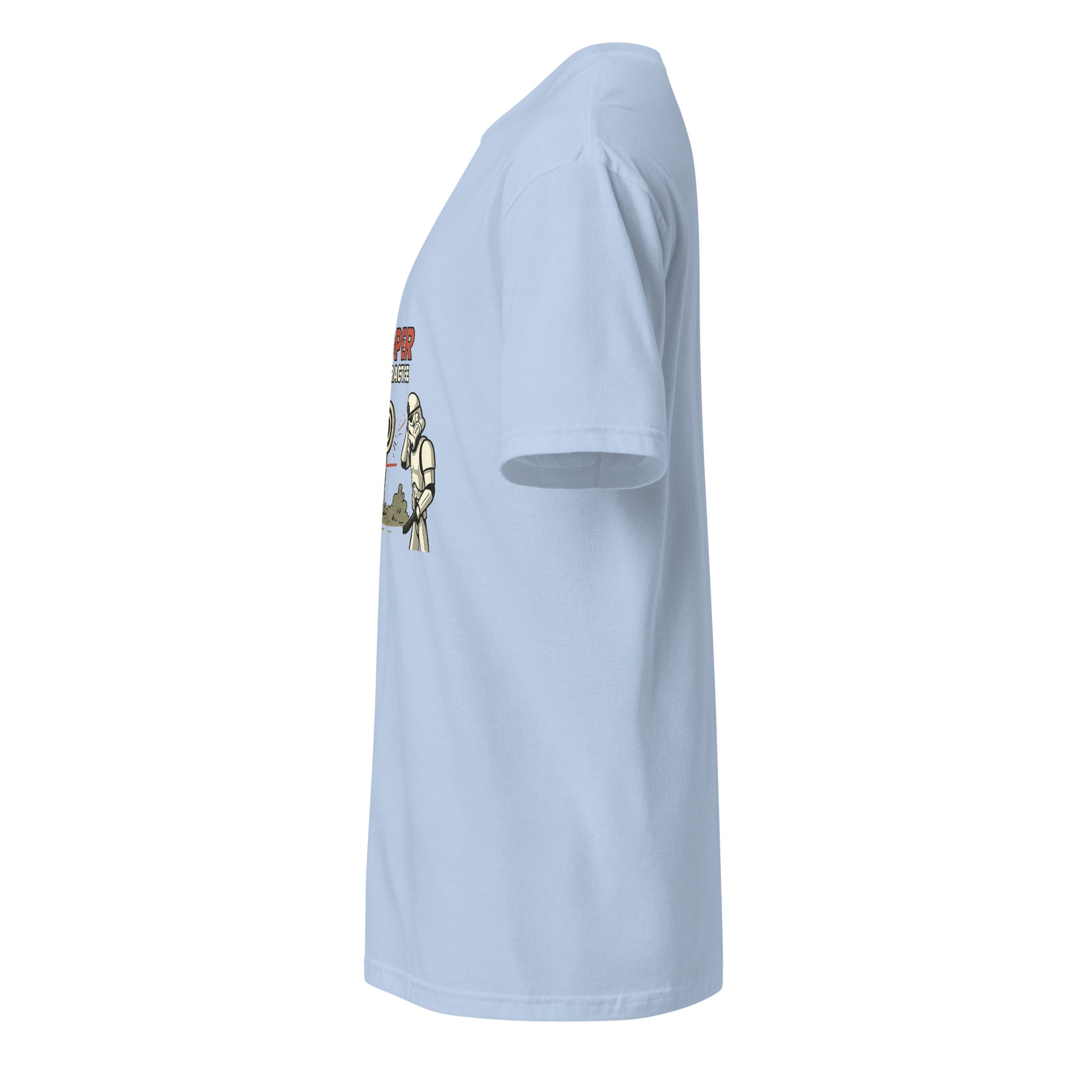 Trooper Target Practice – Aiming's Overrated Anyway - Short-Sleeve Unisex T-Shirt - Graphic Tee - Light Blue - Left side