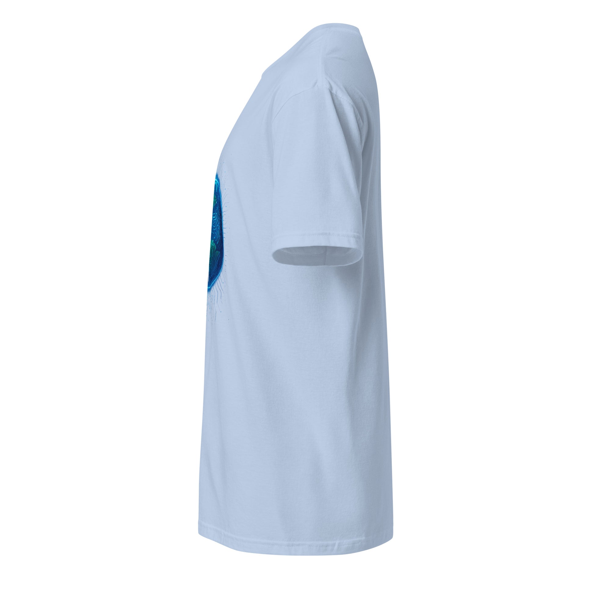 Cosmic Circuitry - Futuristic Cyberpunk - Short-Sleeve Unisex T-Shirt - Graphic Tee - Light Blue - Left side