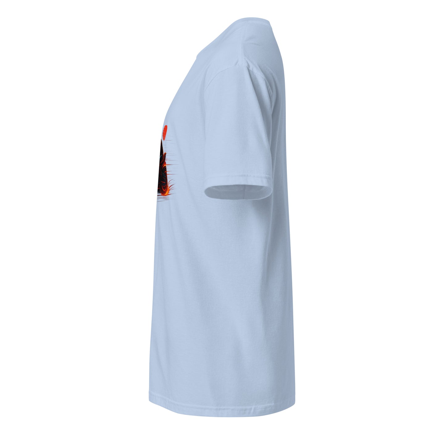 Neon Rider – Blaze Through the Digital Highway - Short-Sleeve Unisex T-Shirt - Graphic Tee - Light Blue - Left side