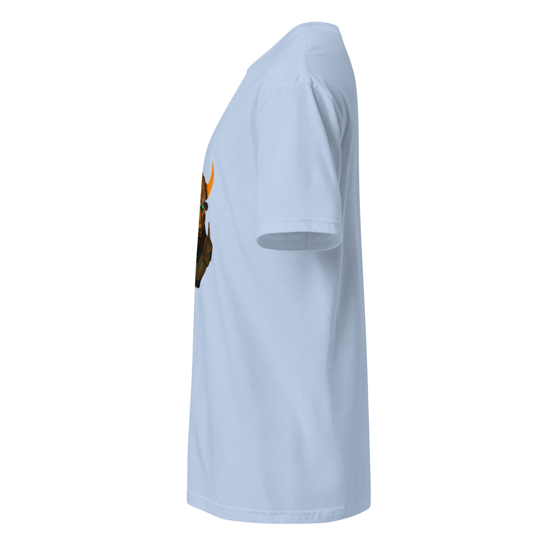 Techno Minotaur – Cyber Beast - Short-Sleeve Unisex T-Shirt - Graphic Tee - Light Blue - Left side