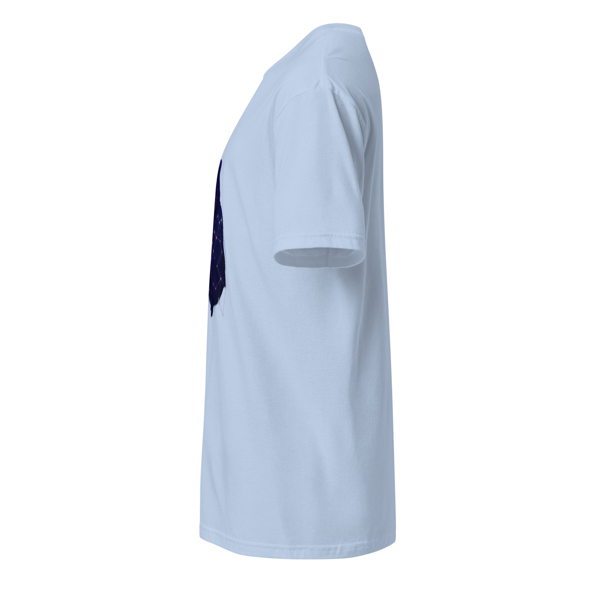 Starlight Wanderer – Cosmic Voyager - Short-Sleeve Unisex T-Shirt - Graphic Tee - Light Blue - Left side