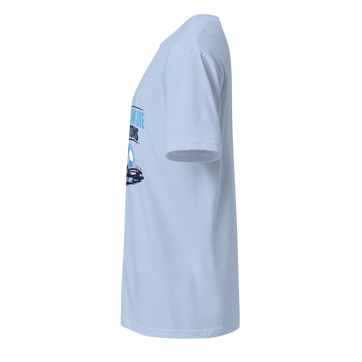 Live and Die in These Towns – Coventry Skyline - Short-Sleeve Unisex T-Shirt - Graphic Tee - Light blue - Left side