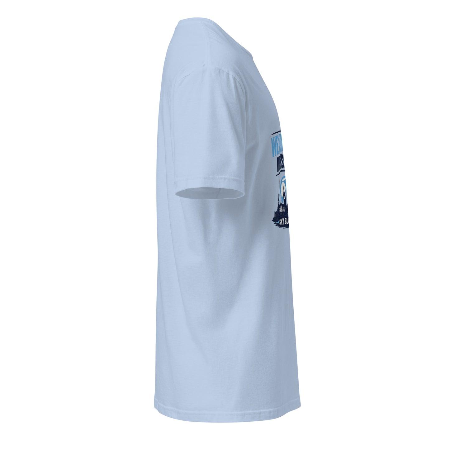 Live and Die in These Towns – Coventry Skyline - Short-Sleeve Unisex T-Shirt - Graphic Tee - Light blue - Right side