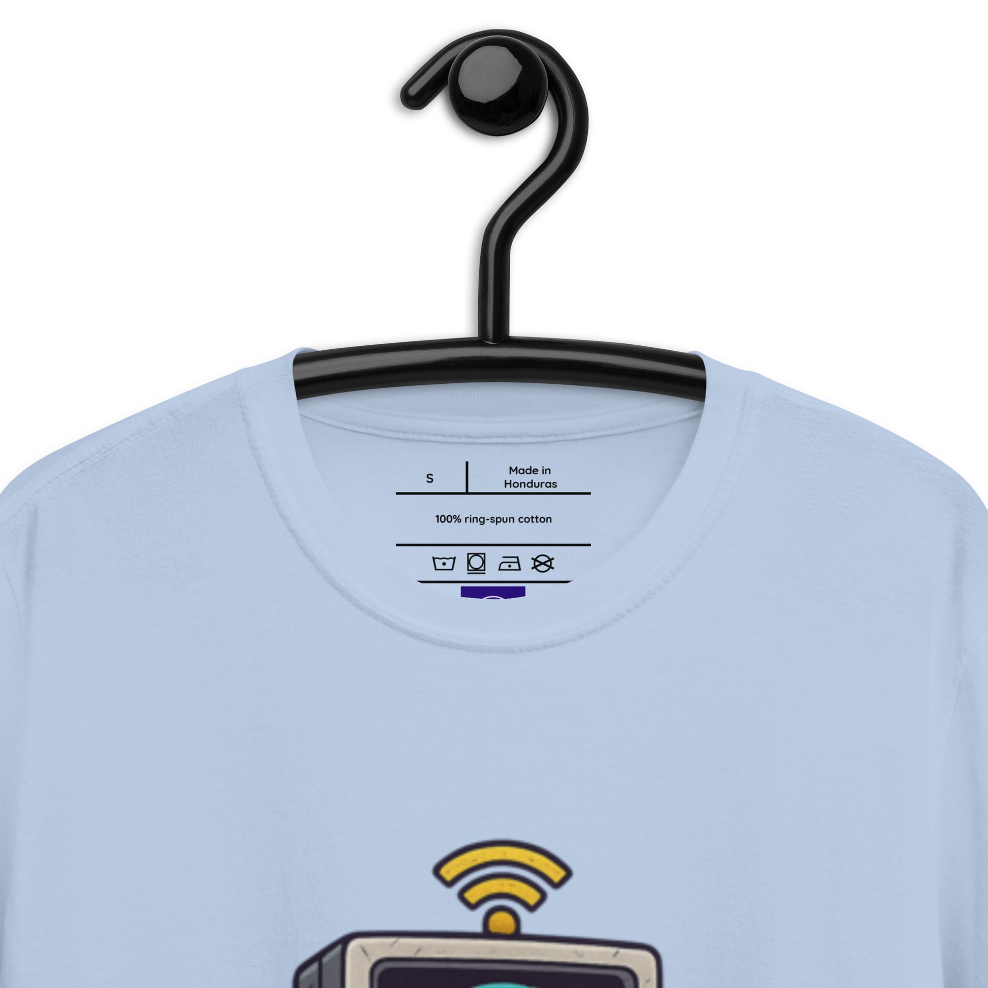Digital Destroyer - Skeleton Bandwidth Battle - Short-Sleeve Unisex T-Shirt - Graphic Tee - Light Blue - Front Neckline