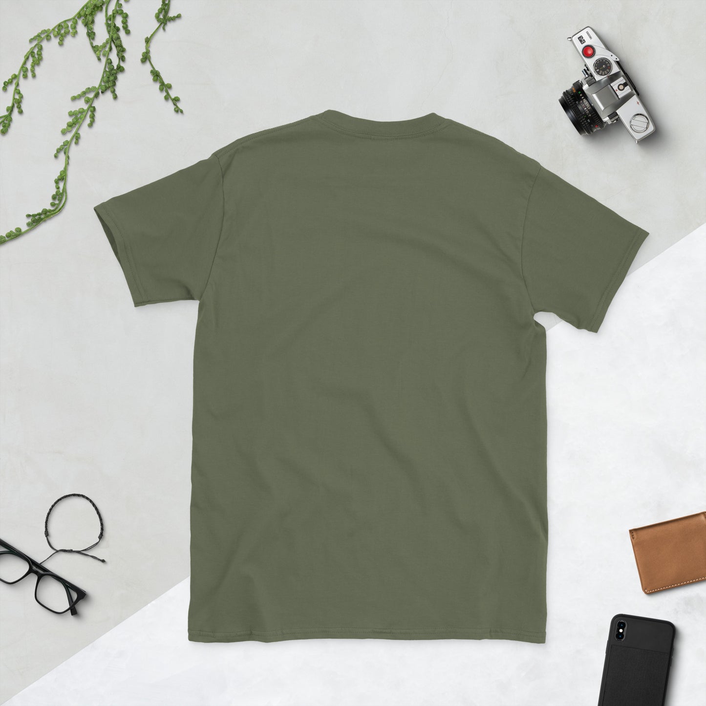Neon Rebellion Totem - Short-Sleeve Unisex T-Shirt - Graphic Tee - Military Green - Back