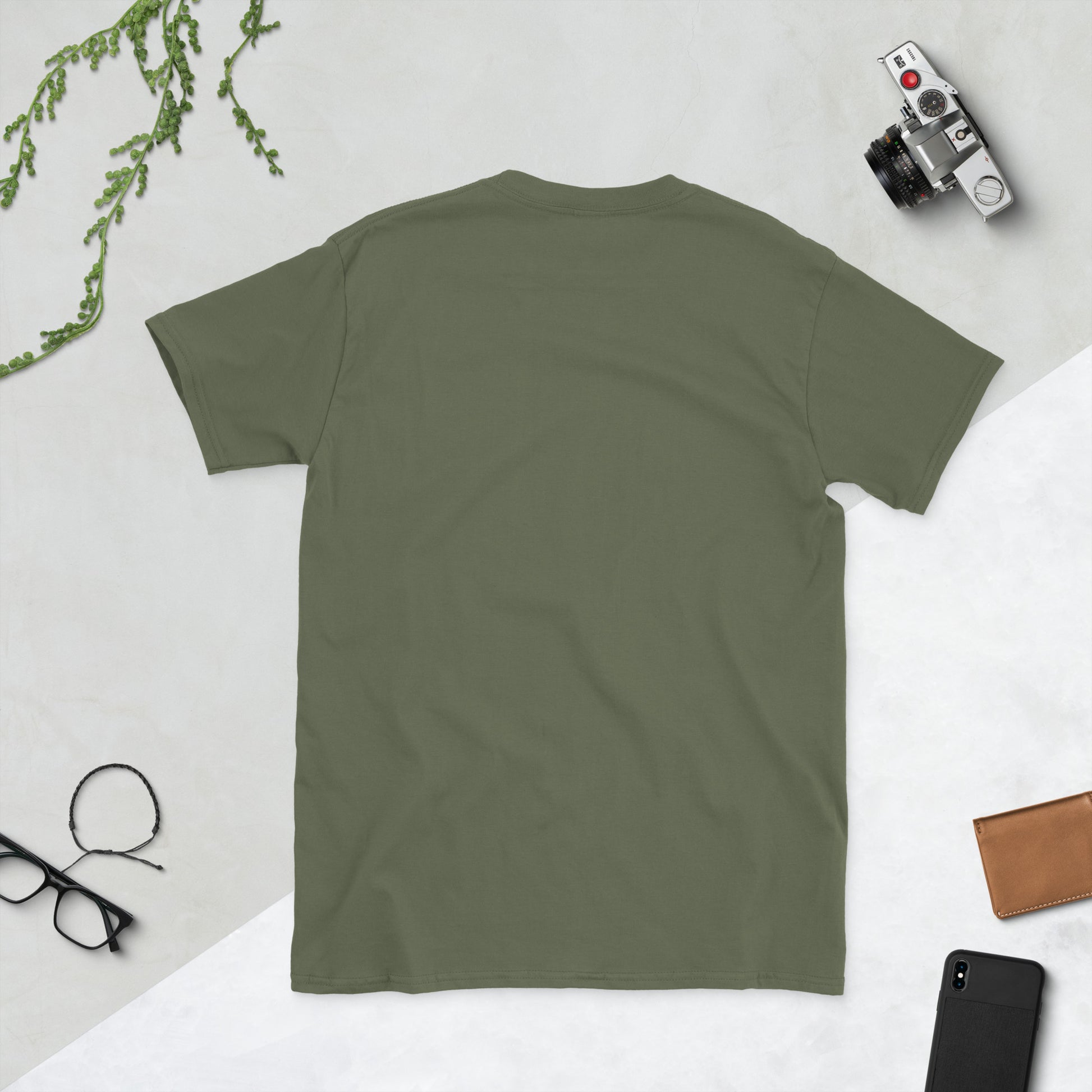 Neon Rebellion Totem - Short-Sleeve Unisex T-Shirt - Graphic Tee - Military Green - Back