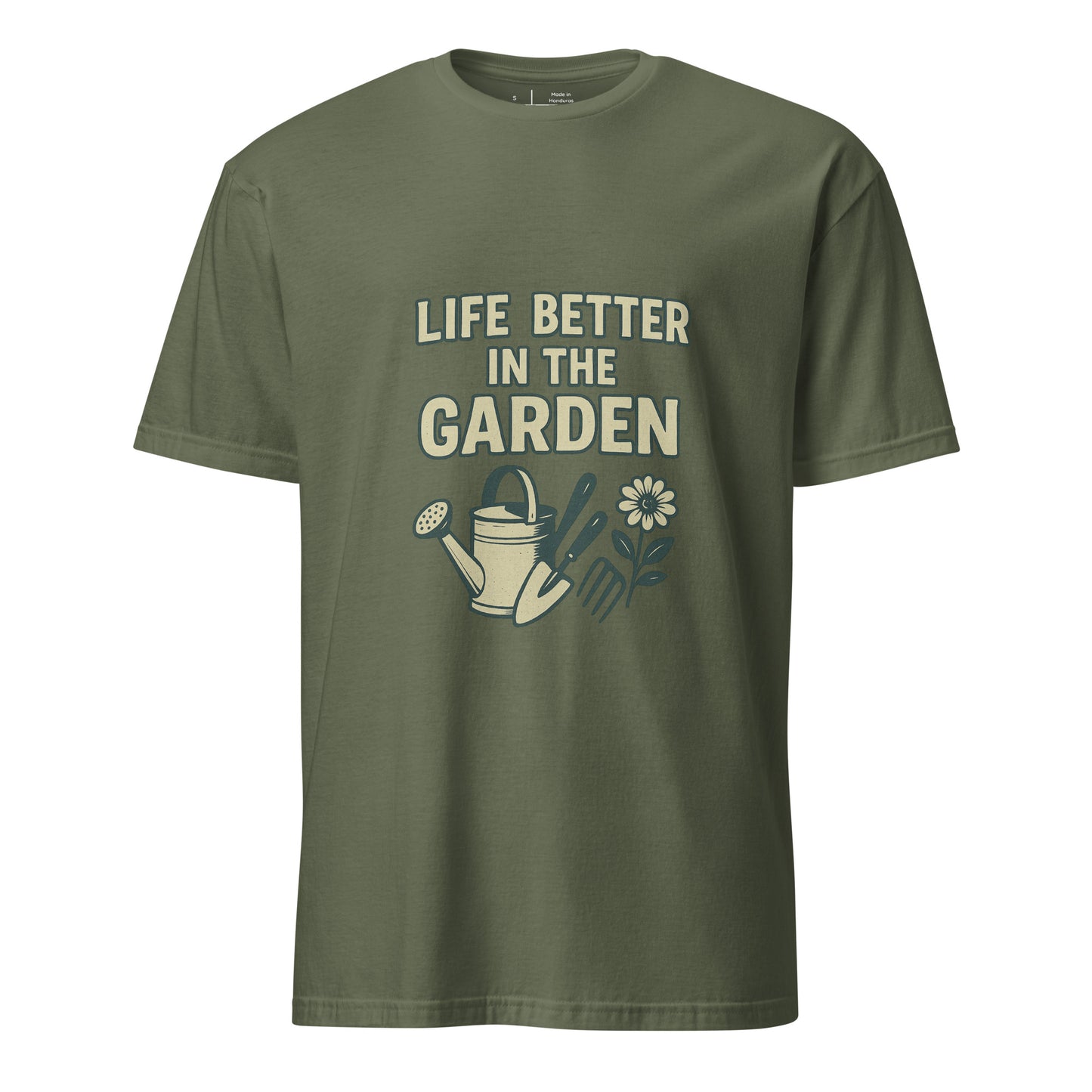 Better In The Garden - Nature Lover - Short-Sleeve Unisex T-Shirt - Graphic Tee - Military Green - Front