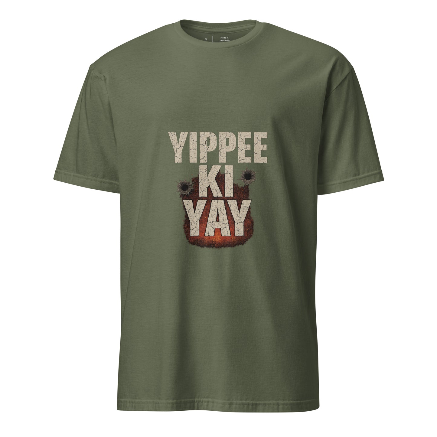 Yippee Ki Yay - 80's Nostalgia - Short-Sleeve Unisex T-Shirt - Graphic Tee - Military Green - Front