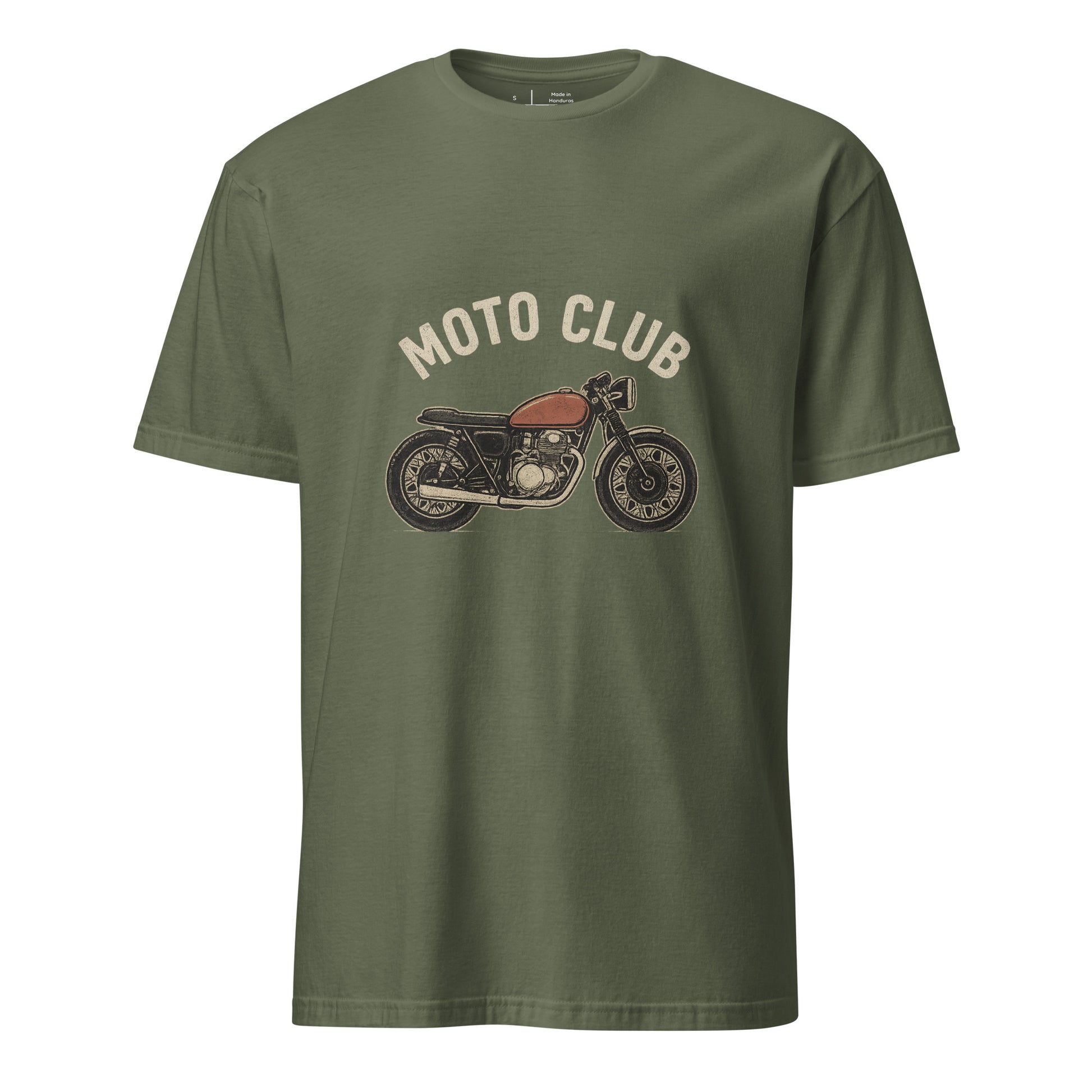 Moto Club – Vintage Rider’s - Short-Sleeve Unisex T-Shirt - Graphic Tee - Military Green - Front