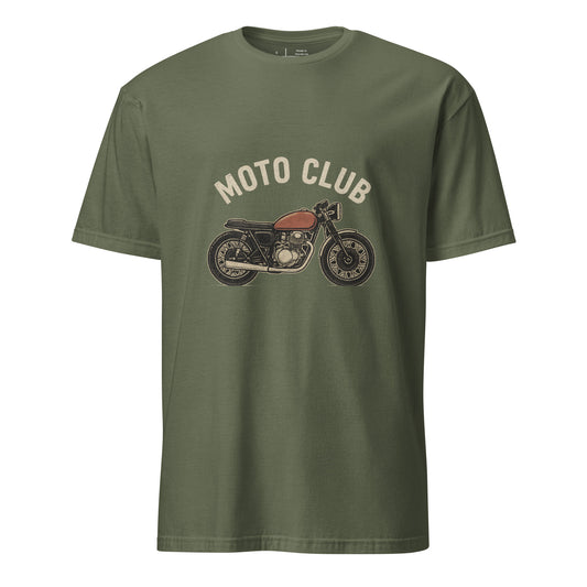 Moto Club – Vintage Rider’s - Short-Sleeve Unisex T-Shirt - Graphic Tee - Military Green - Front