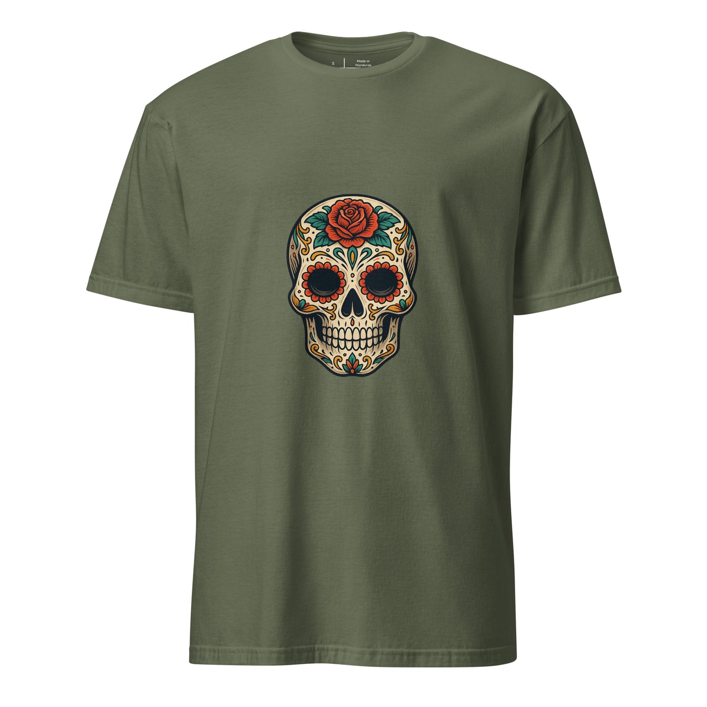 Day Of The Dead – Skull Edition - Short-Sleeve Unisex T-Shirt - Graphic Tee - Military Green - Front