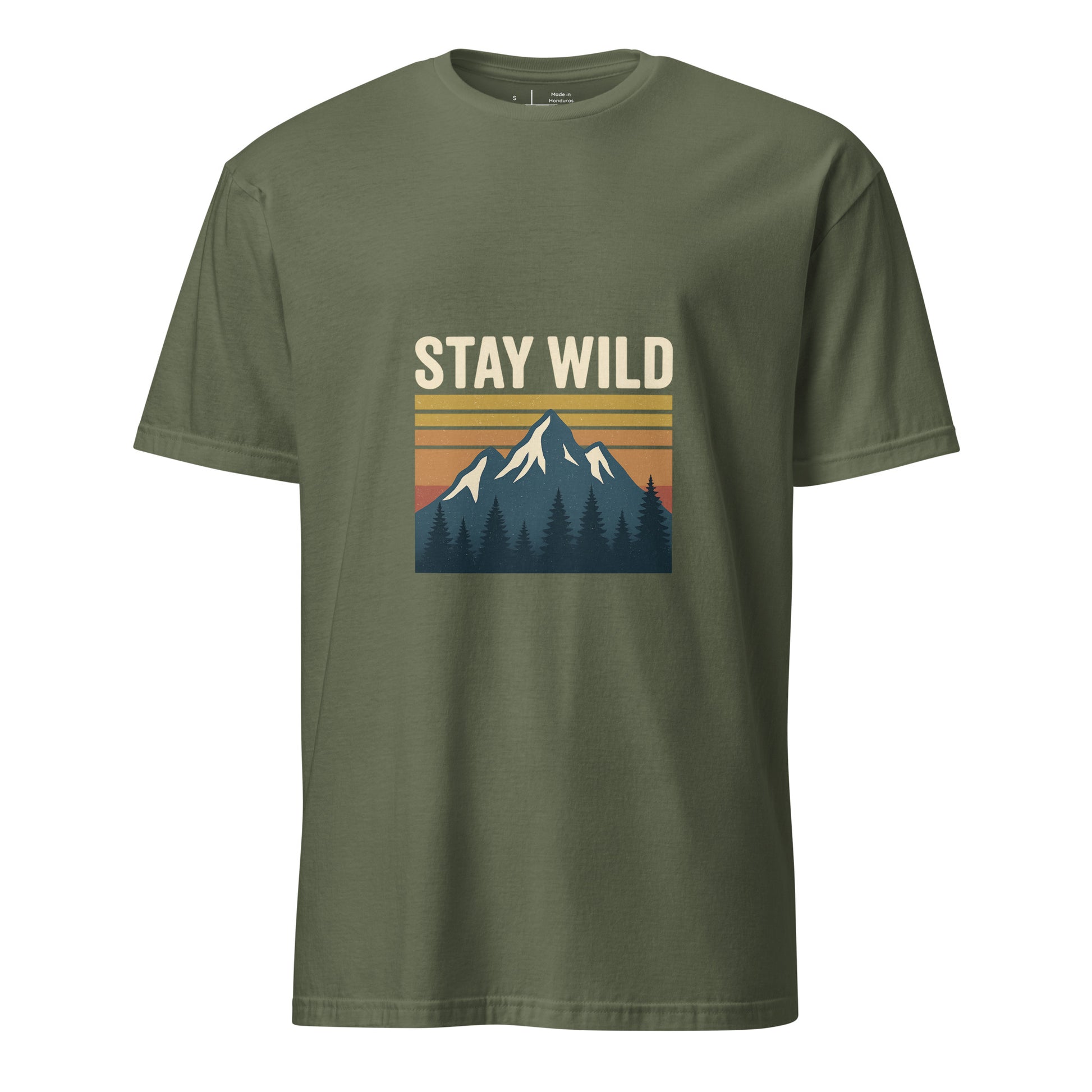 Stay Wild – Embrace The Adventure - Short-Sleeve Unisex T-Shirt - Graphic Tee - Military Green - Front