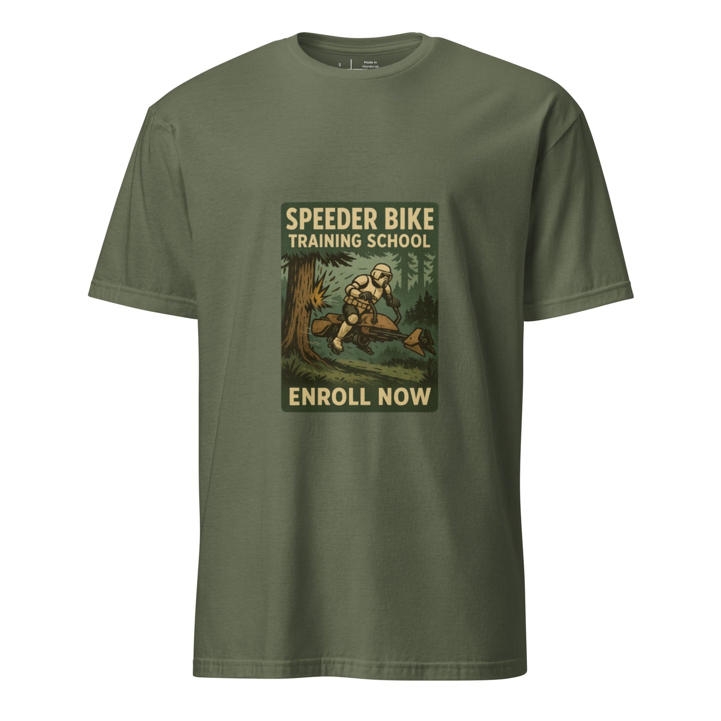 Speeder Training School – Ride Like A Pro - Short-Sleeve Unisex T-Shirt - Graphic Tee - Military Green - Front