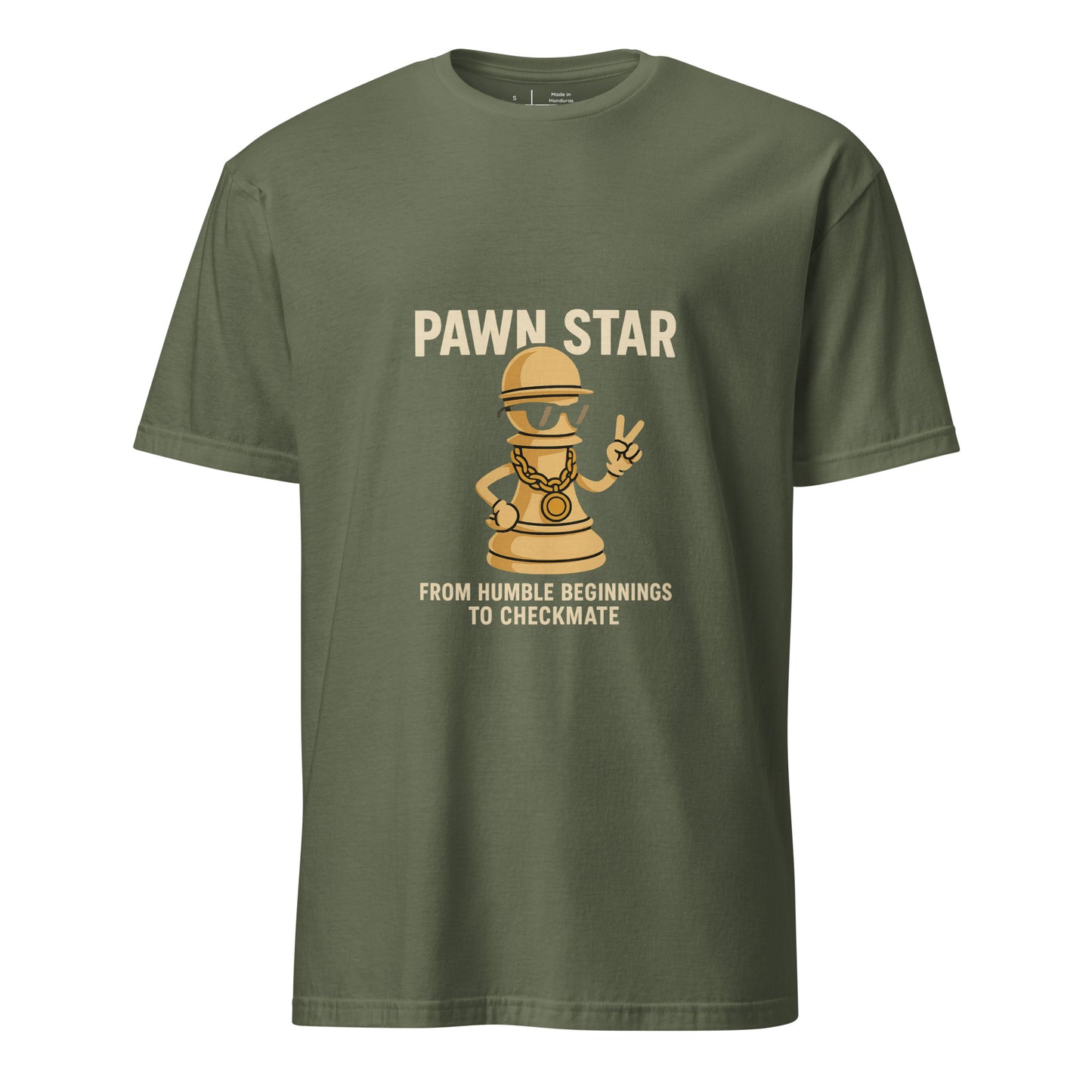 Pawn Star – Funny Chess Humour - Short-Sleeve Unisex T-Shirt - Graphic Tee - Military Green - Front
