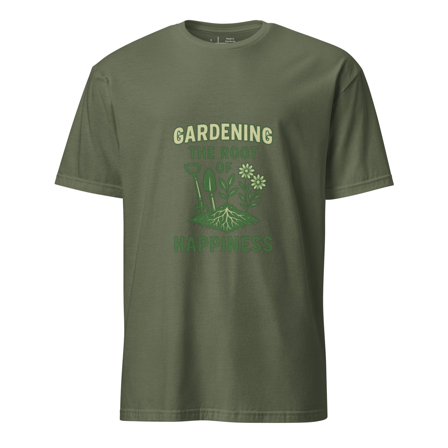 Root Of Happiness - Nature Lover’s - Short-Sleeve Unisex T-Shirt - Graphic Tee - Military Green - Front