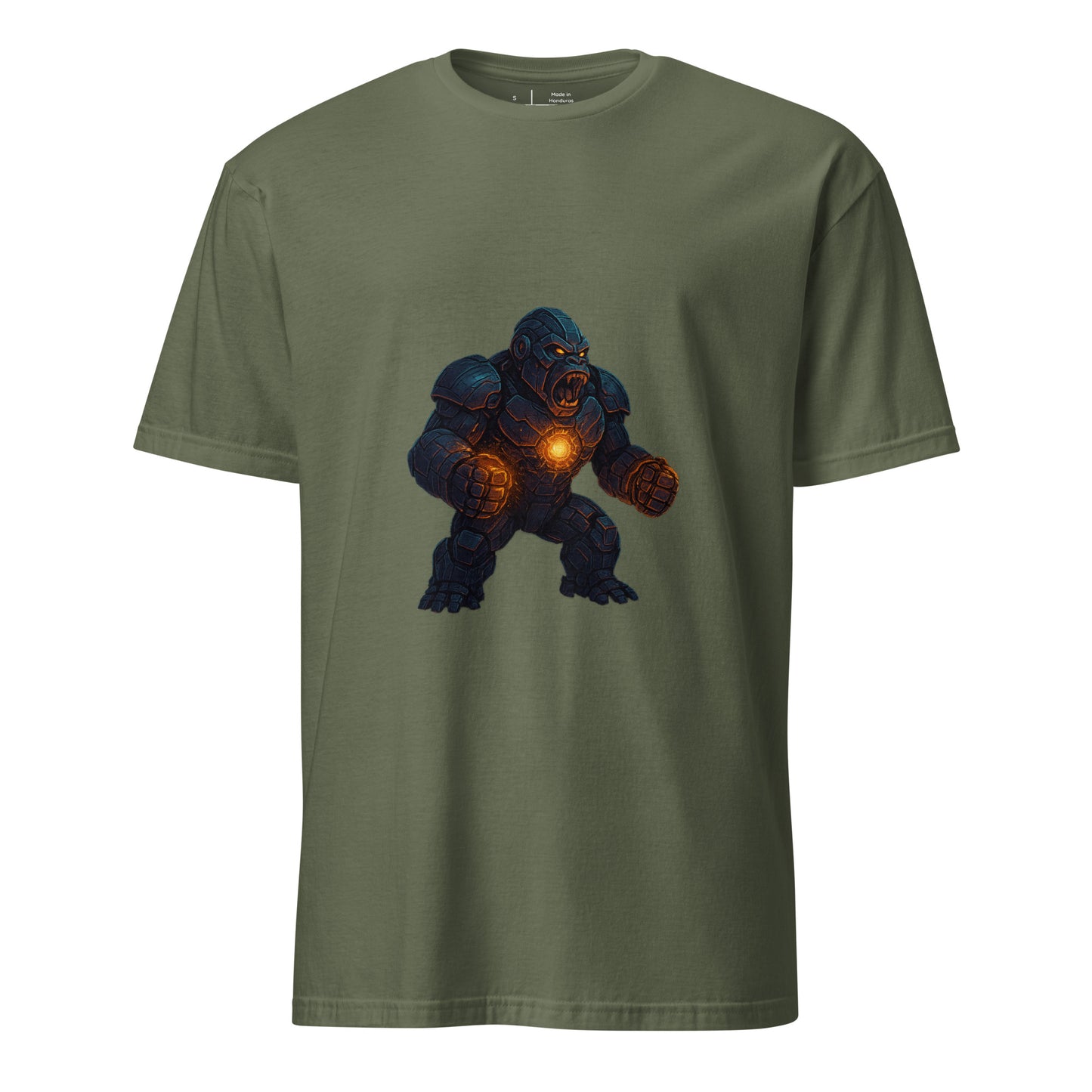 Mecha Gorilla – Cybernetic Beast Unleashed - Short-Sleeve Unisex T-Shirt - Graphic Tee - Military Green - Front