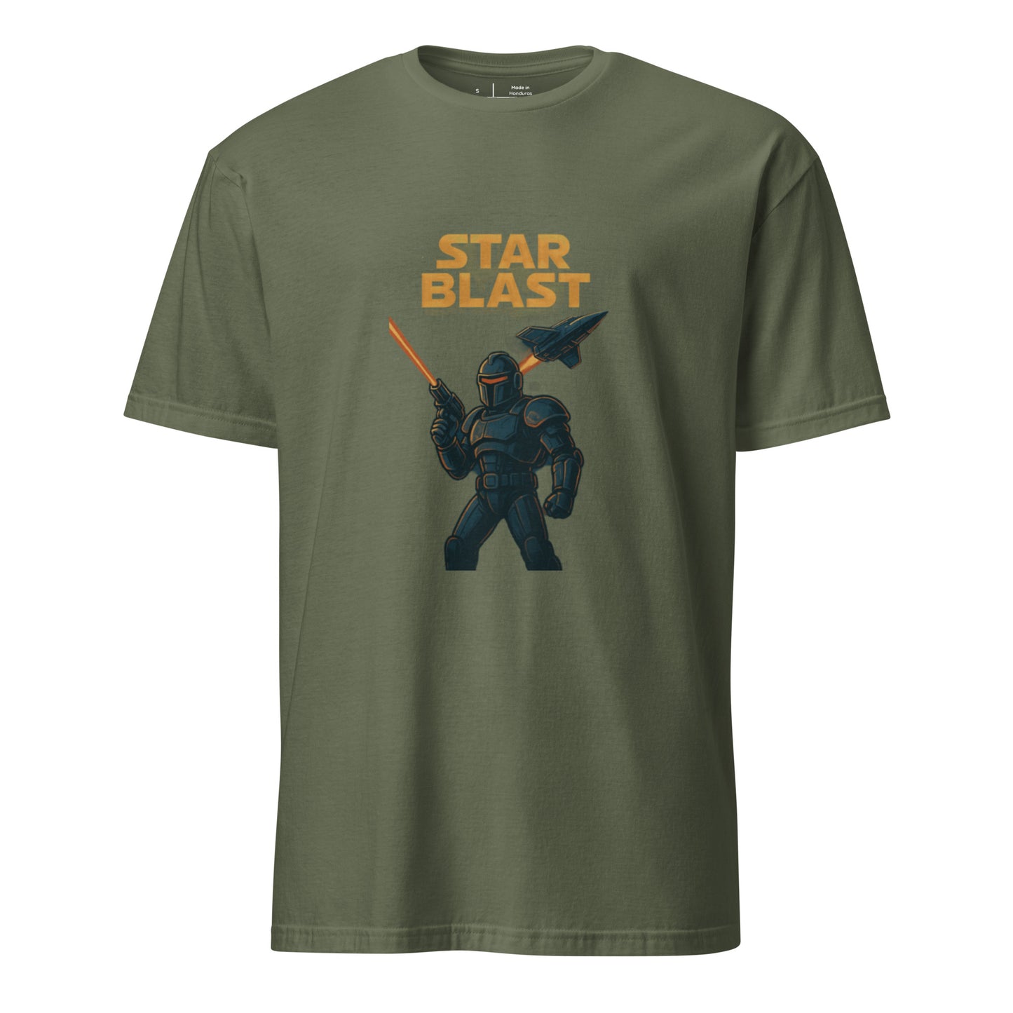 Star Blast - Sci-Fi Adventure - Short-Sleeve Unisex T-Shirt - Graphic Tee - Military Green - Front