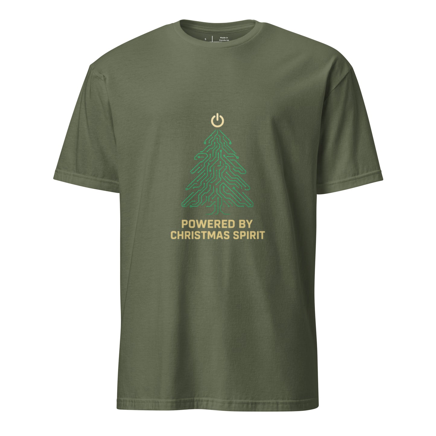 Tree Of Circuits - Powered By Christmas Spirit - Short-Sleeve Unisex T-Shirt - Graphic Tee - Military Green - Front
