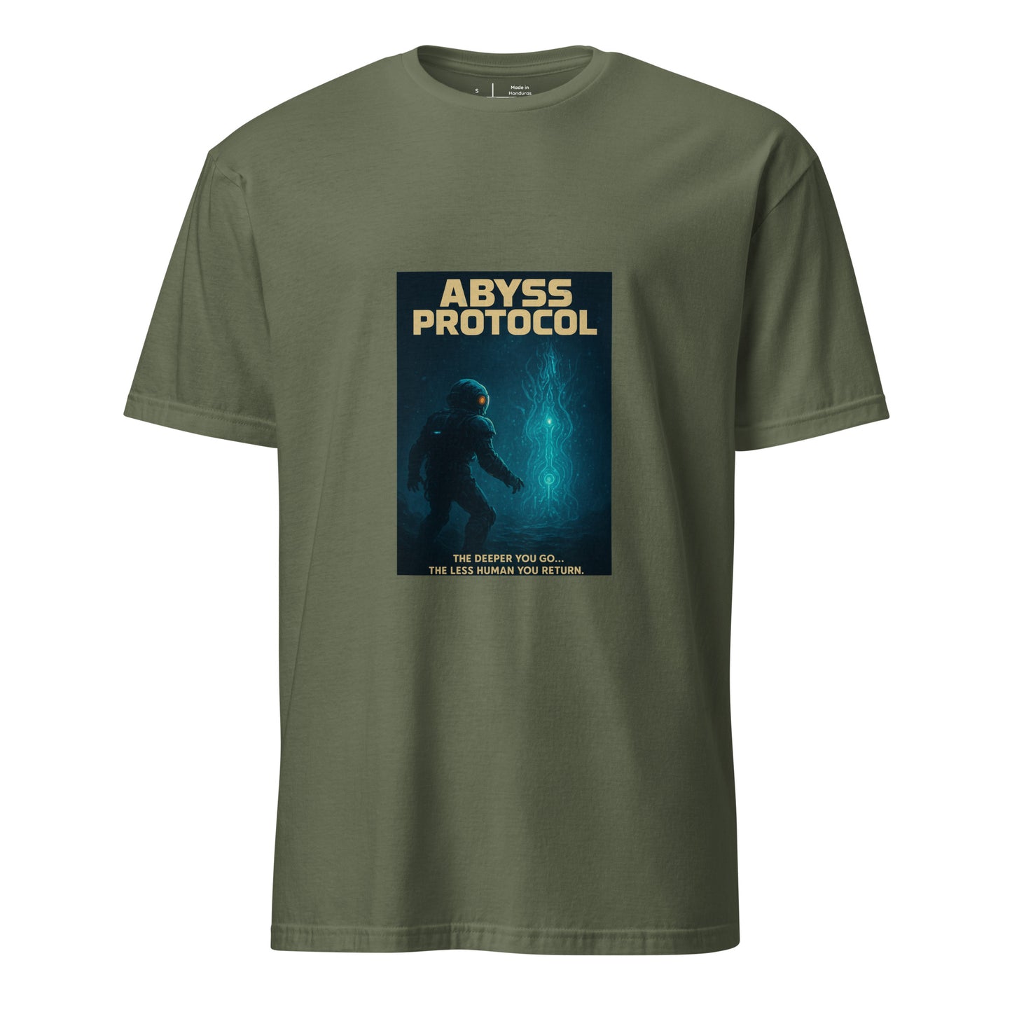Abyss Protocol - Deep-Sea Encounter - Short-Sleeve Unisex T-Shirt - Graphic Tee - Military Green - Front