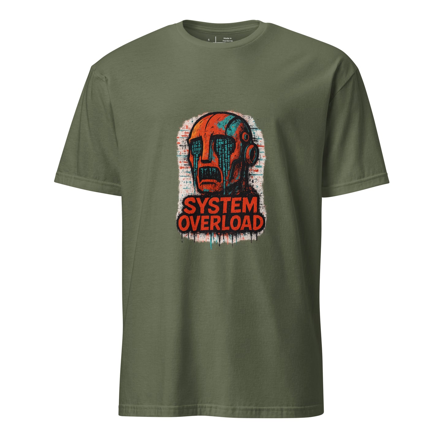 System Overload - Grunge Graffiti - Short-Sleeve Unisex T-Shirt - Graphic Tee - Military Green - Front