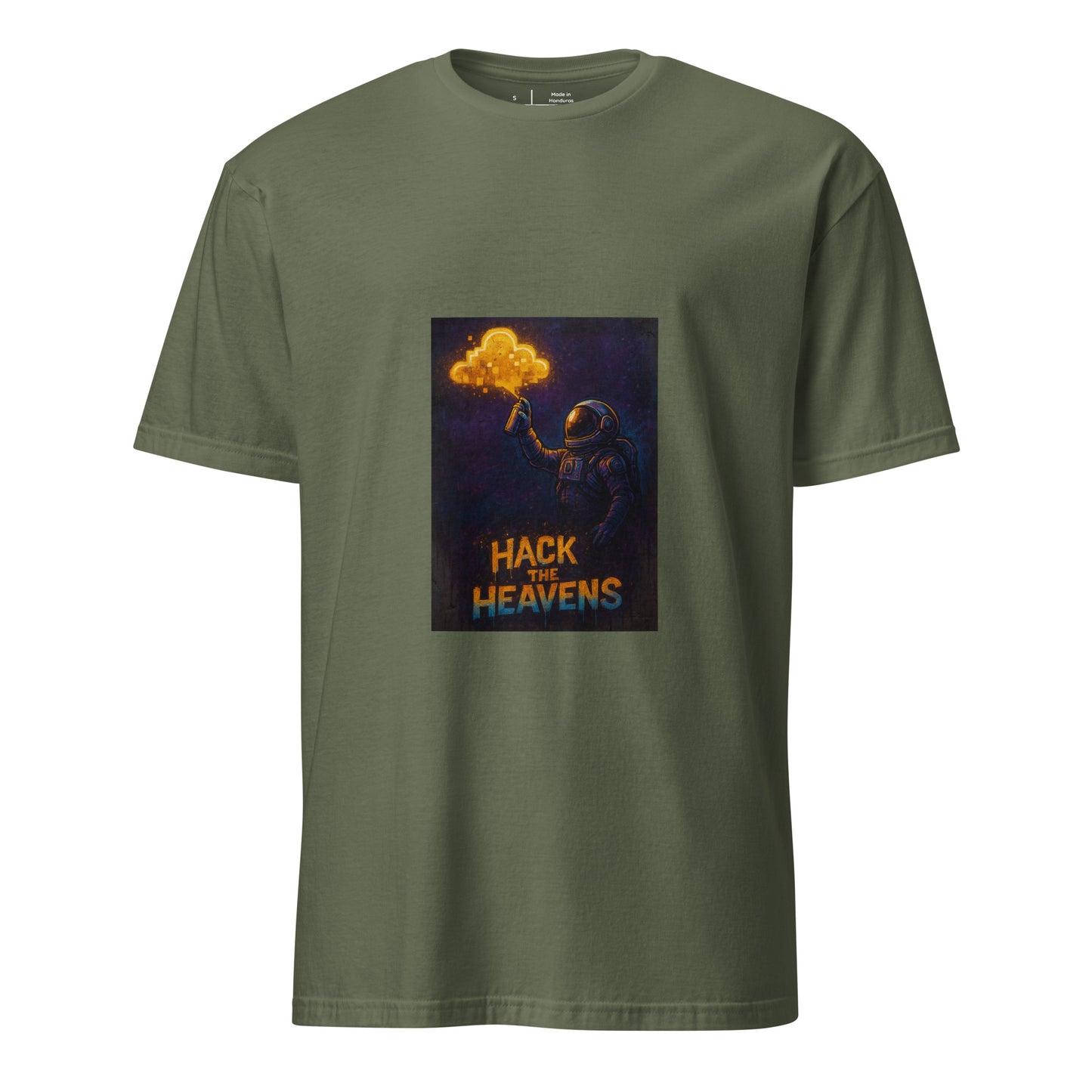 Hack the Heavens - Cosmic Tag - Short-Sleeve Unisex T-Shirt - Graphic Tee - Military Green - Front