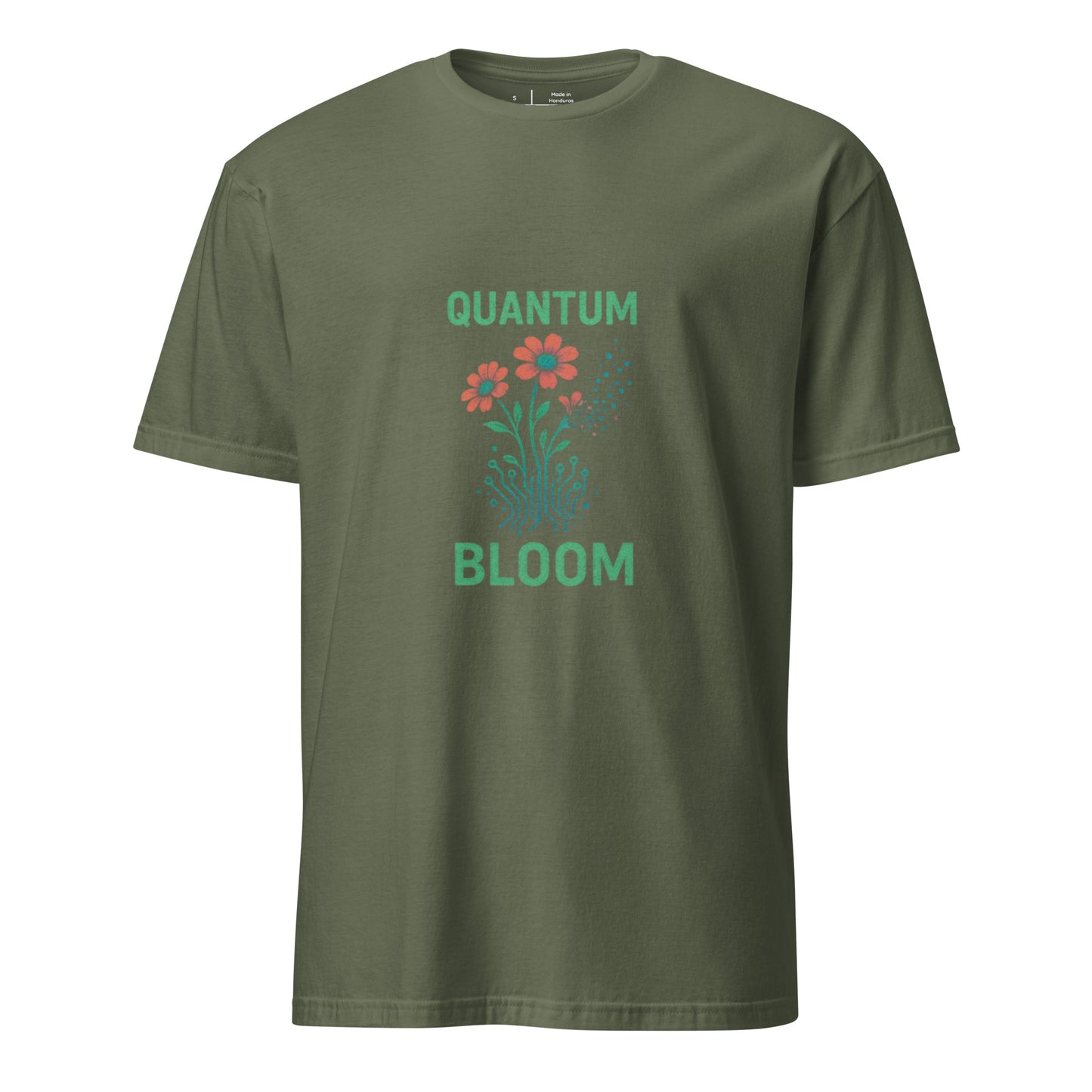 Quantum Bloom - Cyber Growth - Short-Sleeve Unisex T-Shirt - Graphic Tee - Military Green - Front